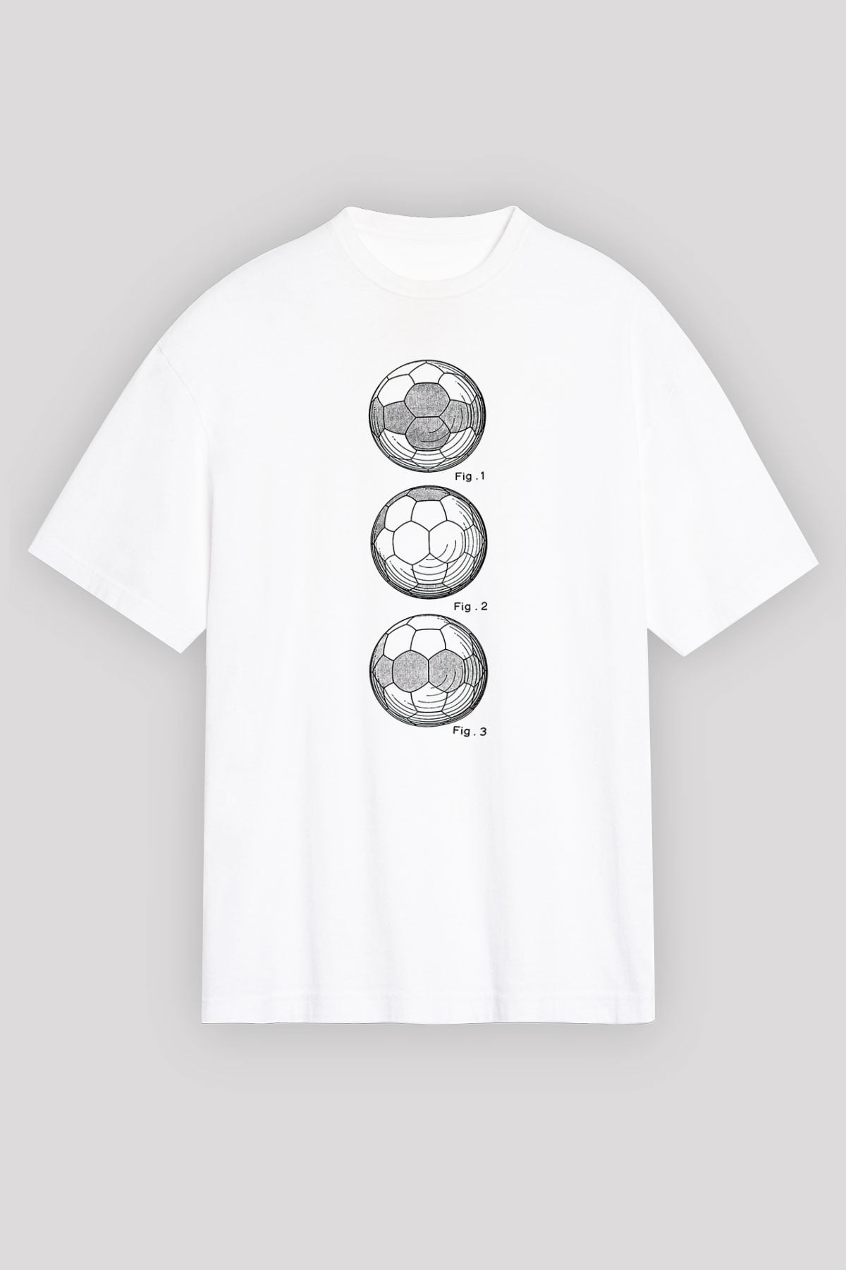Futbol Baskılı Unisex Beyaz Oversize Tişört - Tshirt