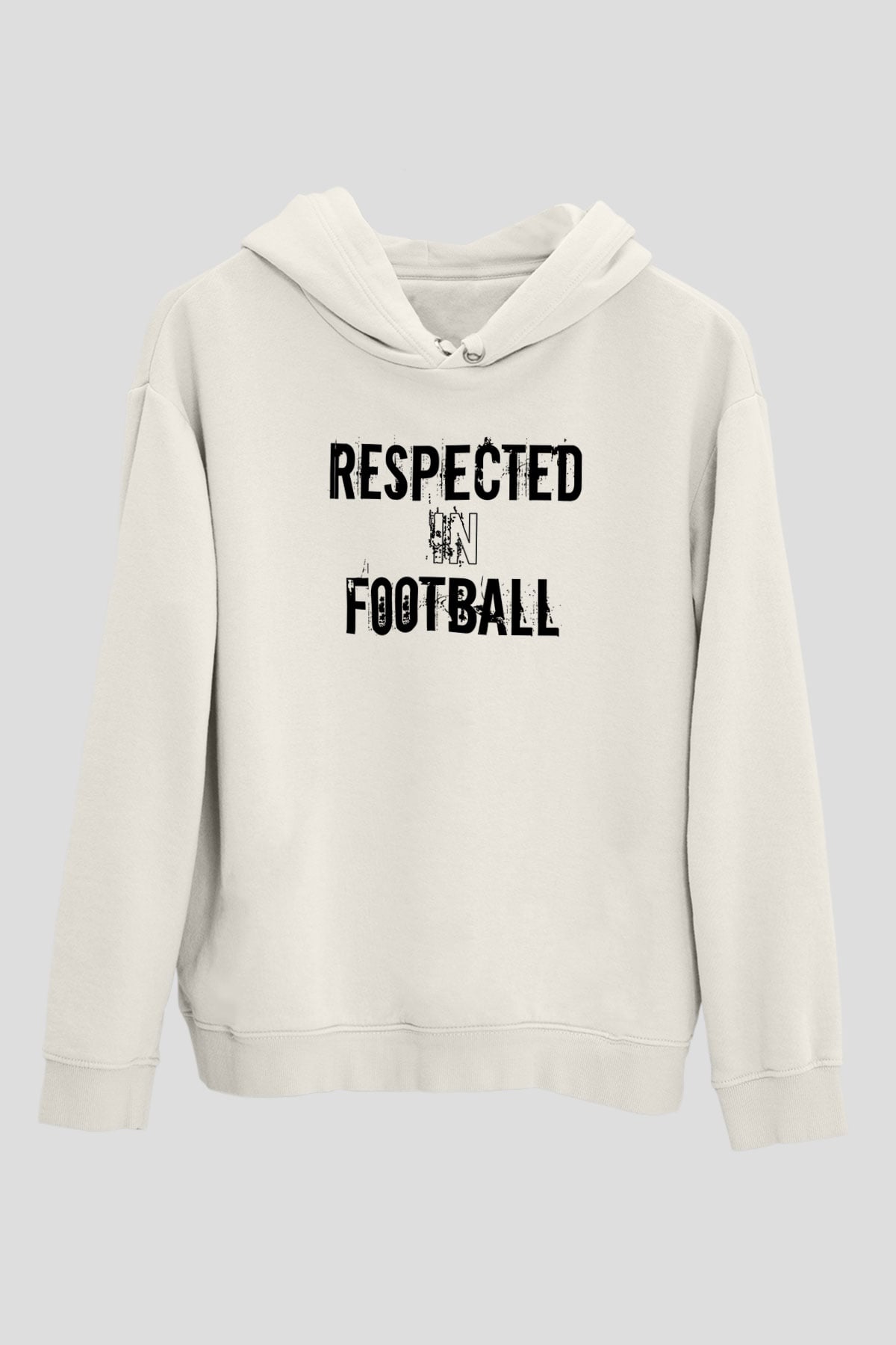 Futbol Baskılı Unisex Ekru Hoodie