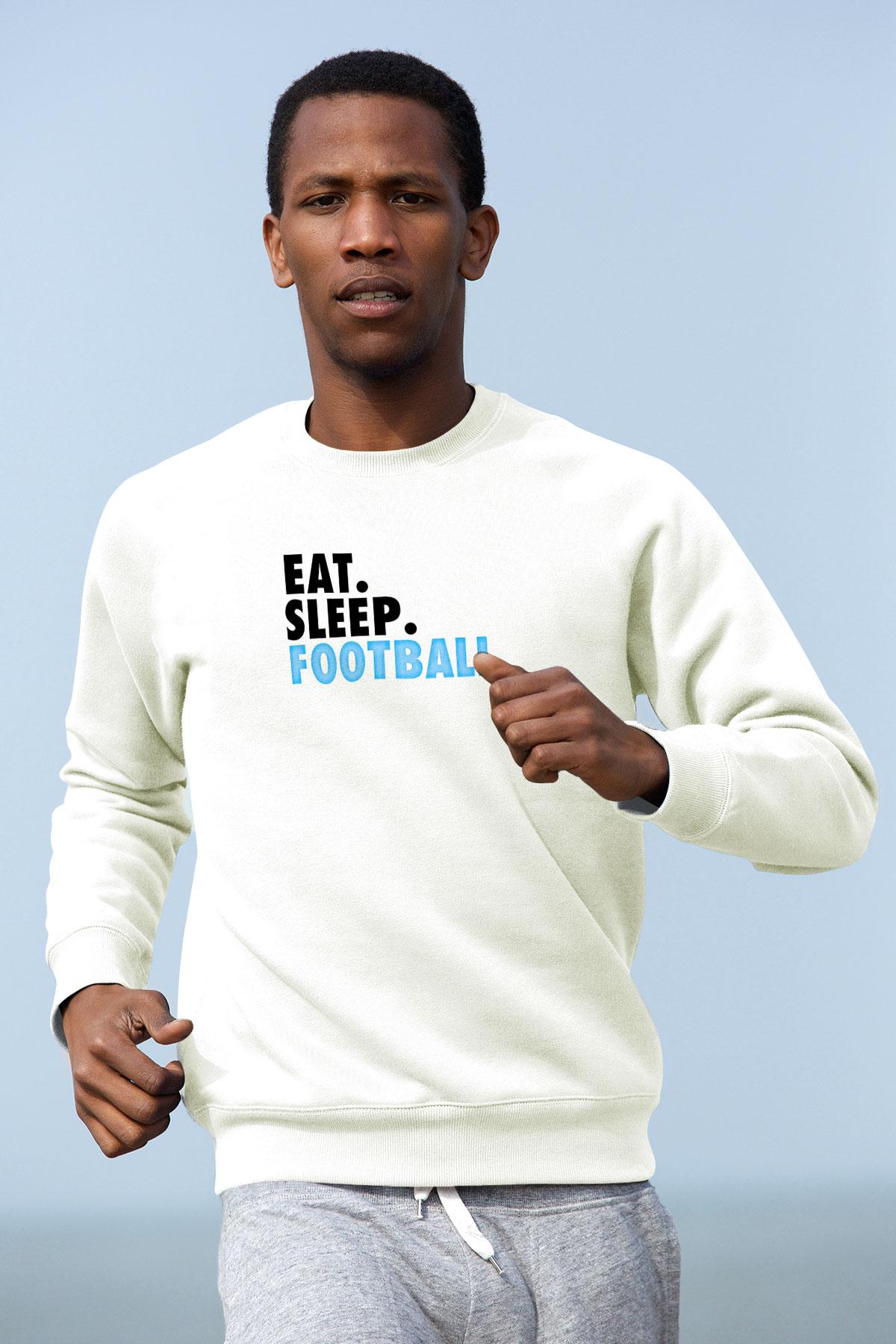 Futbol Baskılı Unisex Ekru Sweatshirt