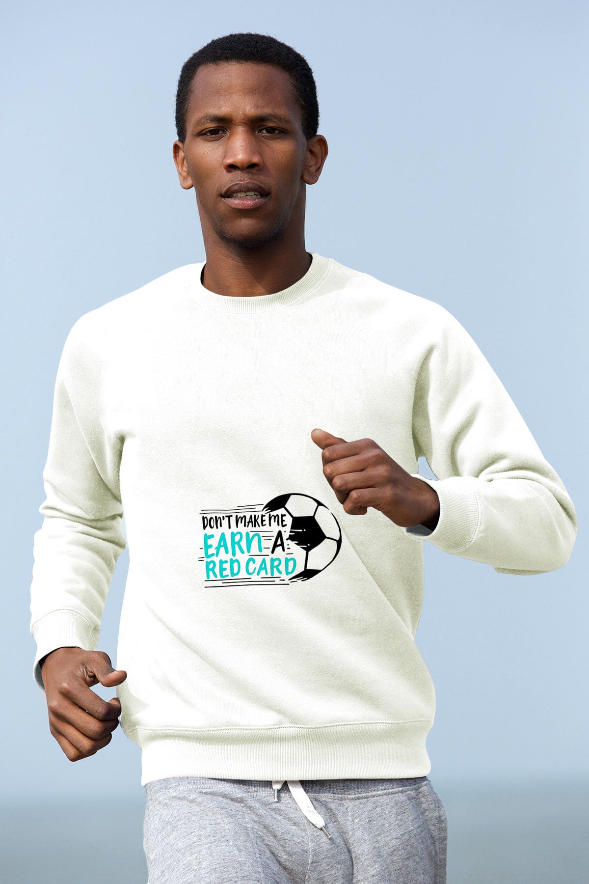 Futbol Baskılı Unisex Ekru Sweatshirt