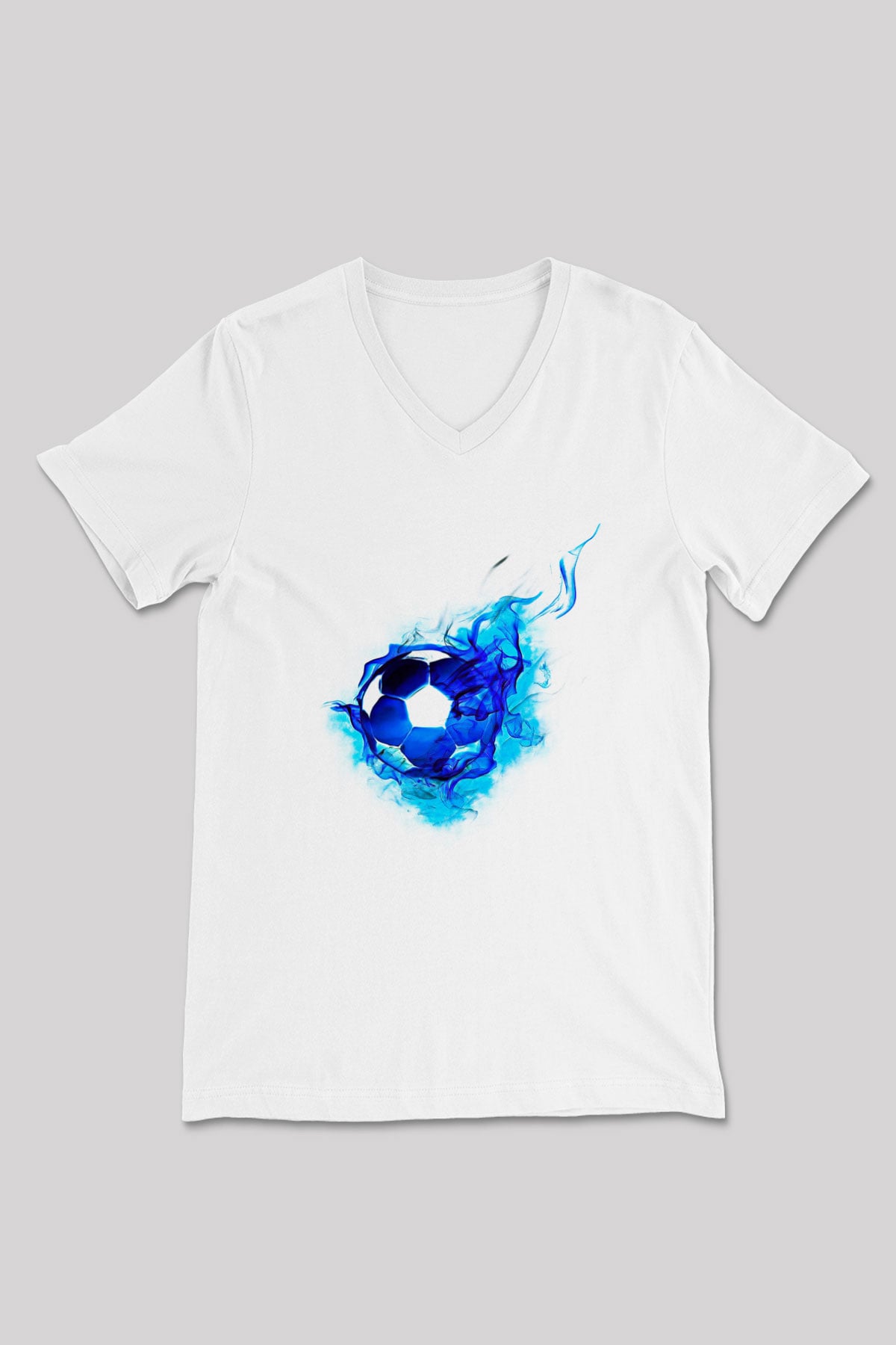 Futbol Baskılı Unisex V Yaka Tişört - Tshirt
