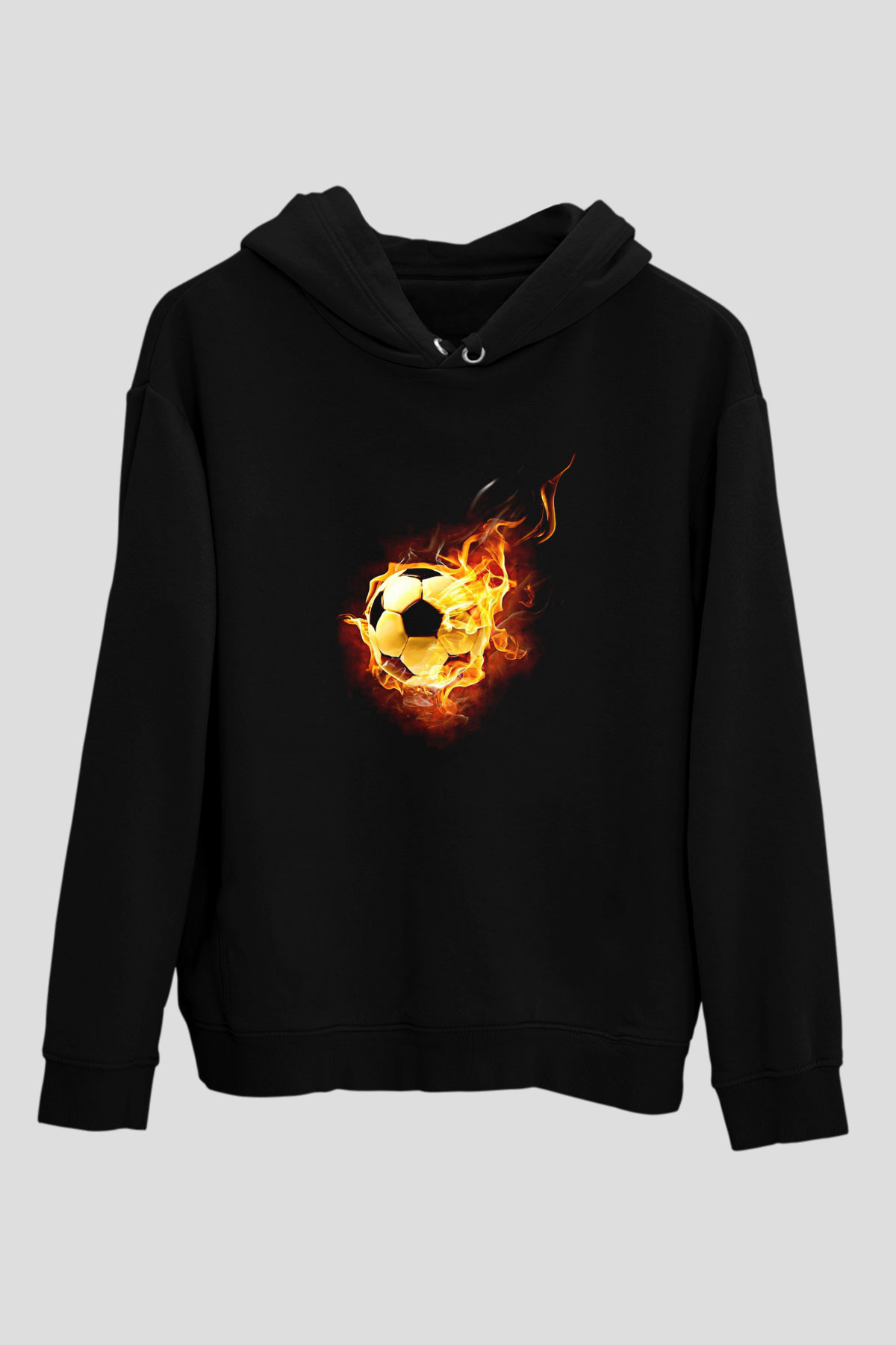 Futbol - Football Baskılı Unisex Siyah Hoodie