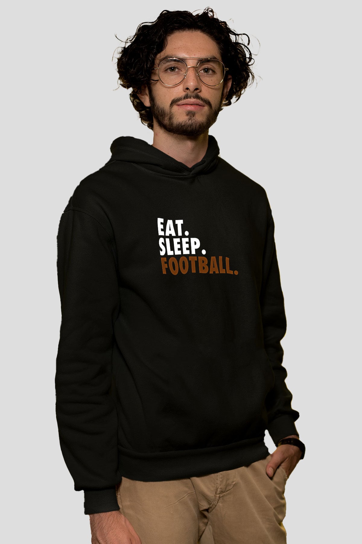 Futbol - Football Baskılı Unisex Siyah Hoodie