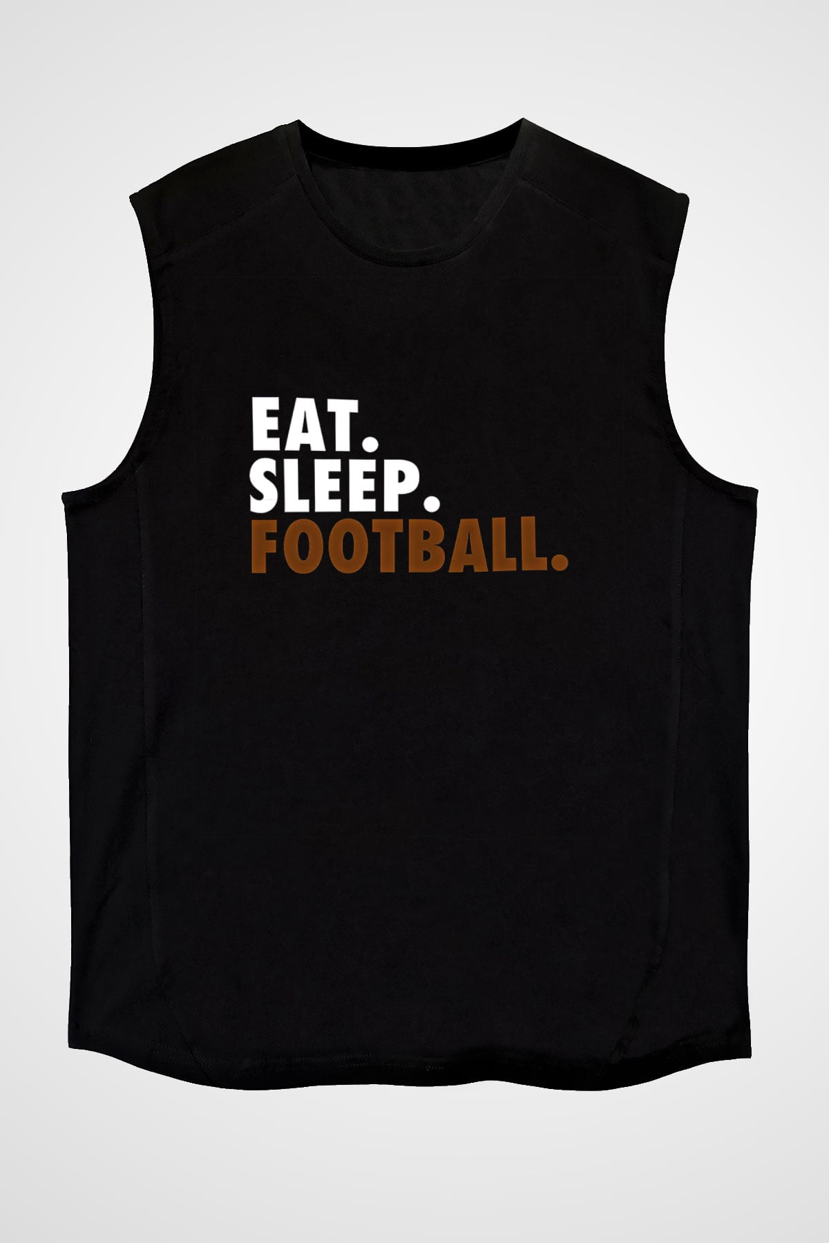 Futbol - Football Baskılı Unisex Siyah Kolsuz Tişört