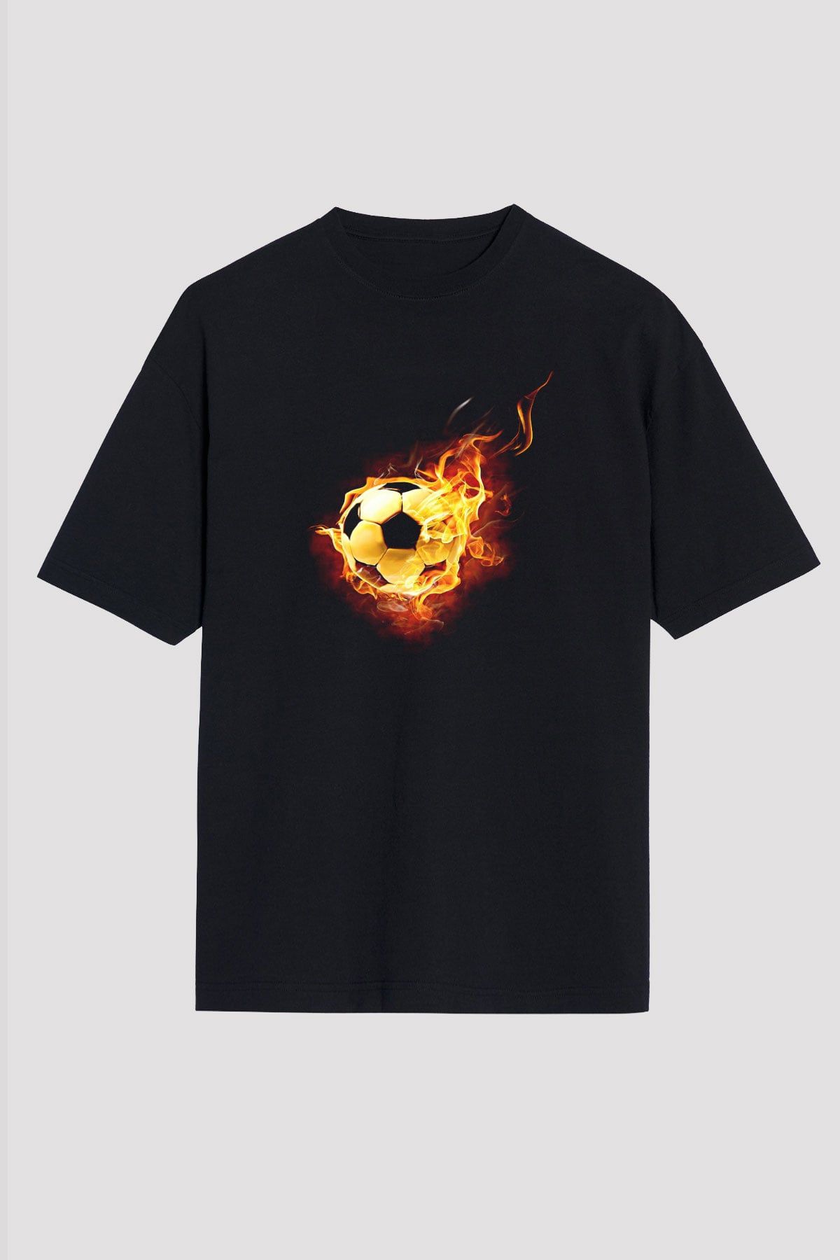 Futbol - Football Baskılı Unisex Siyah Oversize Tişört