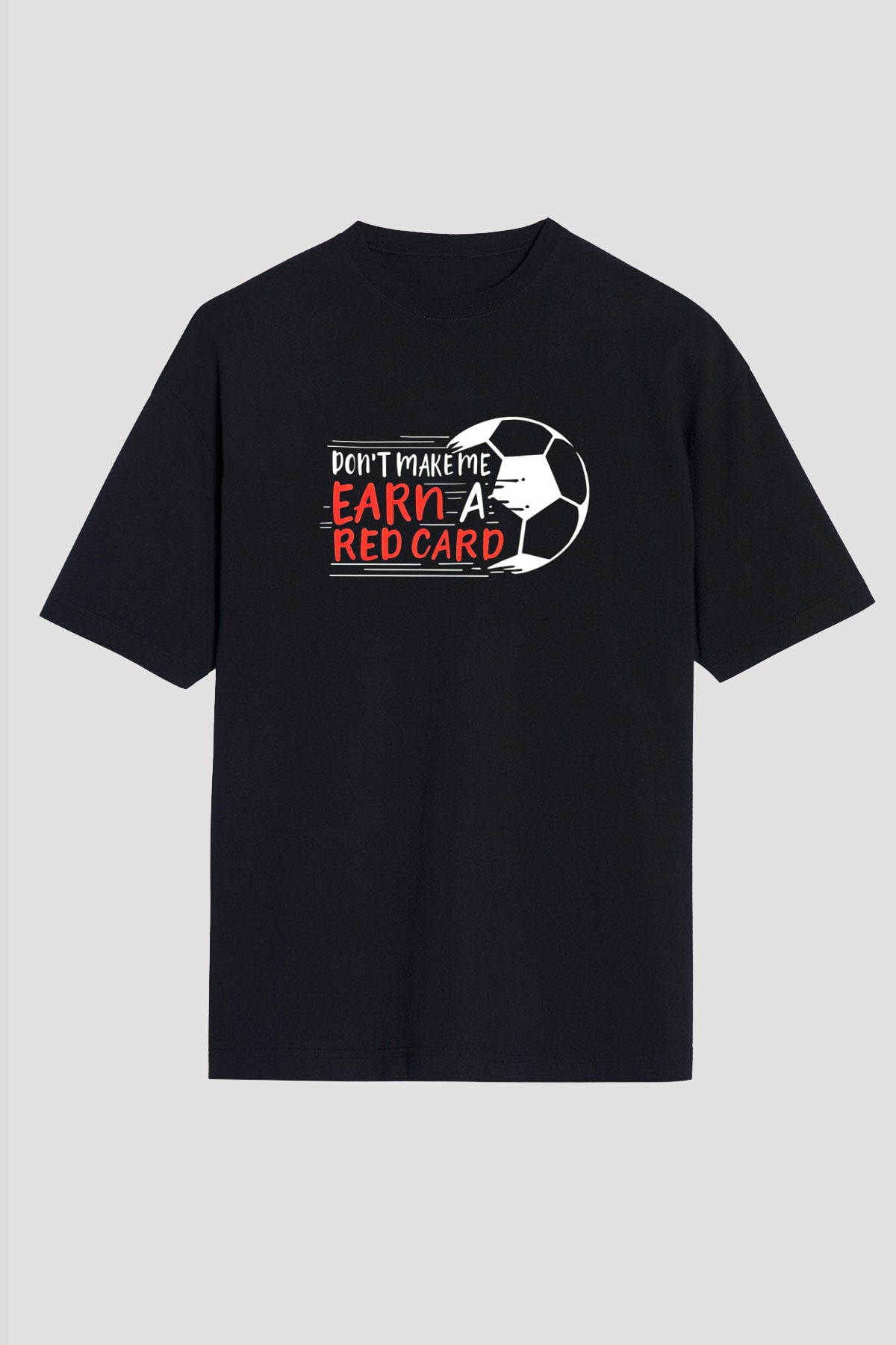 Futbol - Football Baskılı Unisex Siyah Oversize Tişört