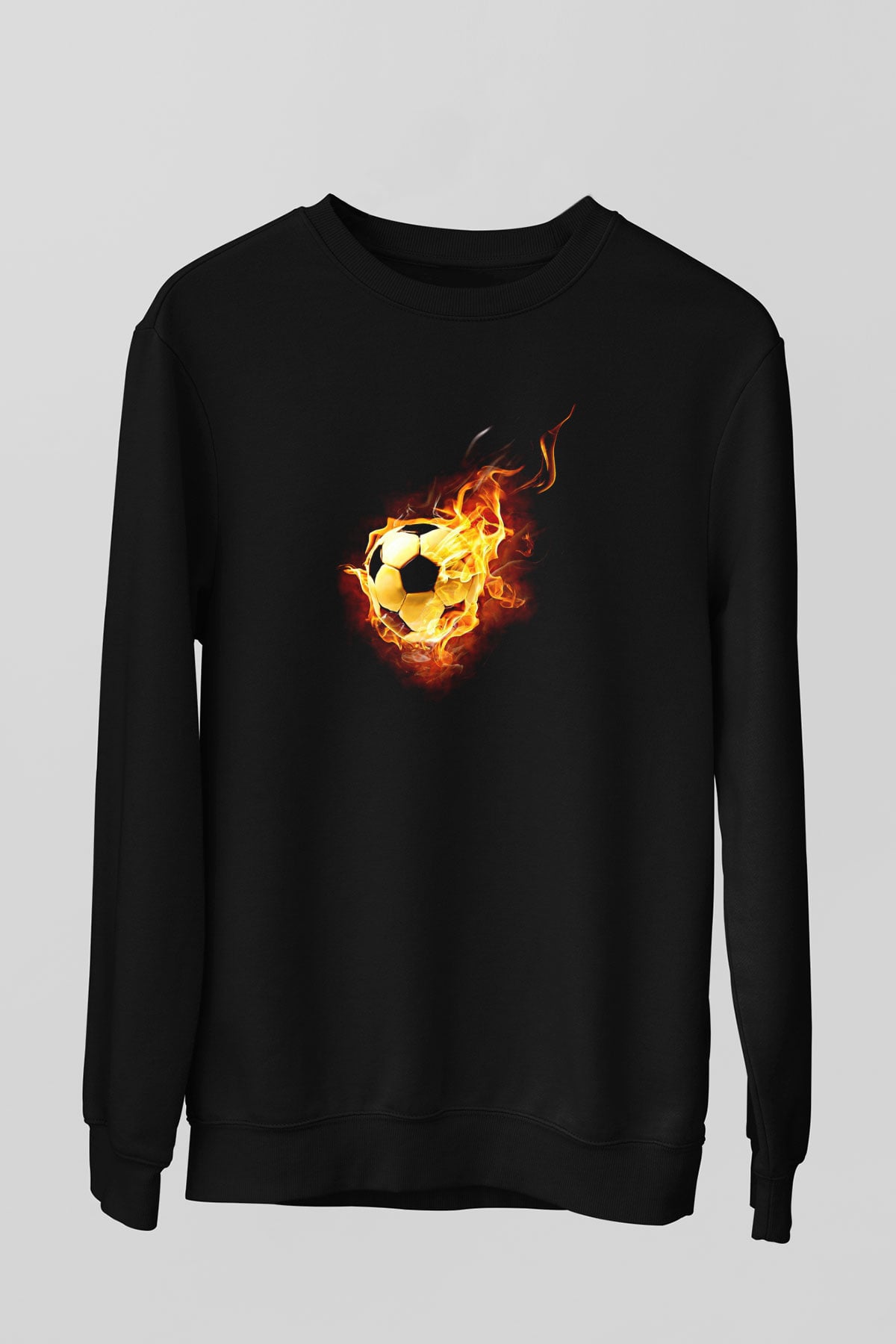 Futbol - Football Baskılı Unisex Siyah Sweatshirt