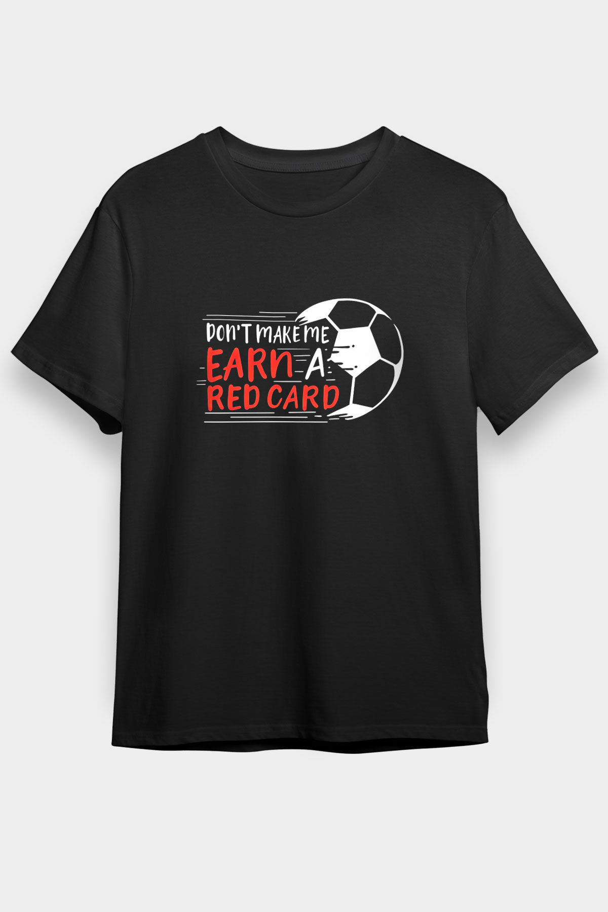 Futbol - Football Baskılı Unisex Siyah Tişört - Tshirt