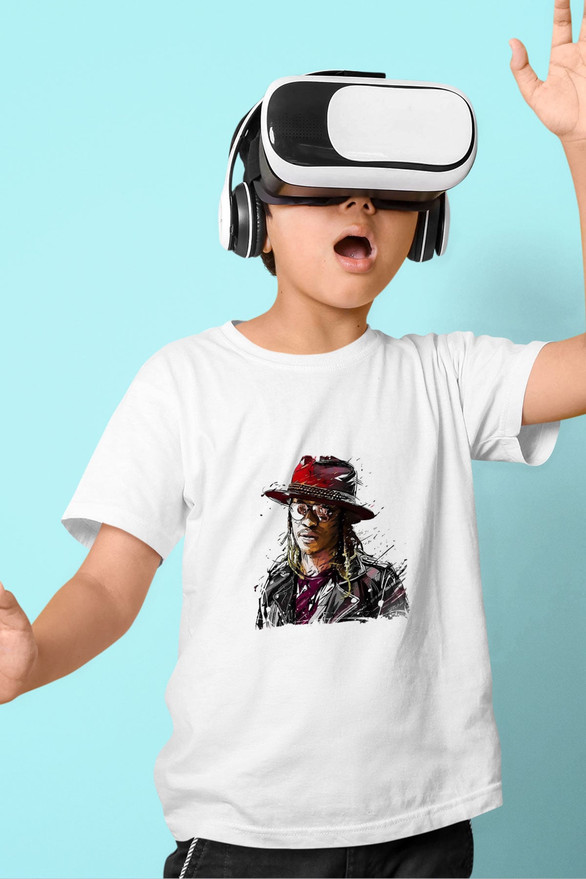 Future Baskılı Unisex Beyaz Çocuk Tişört