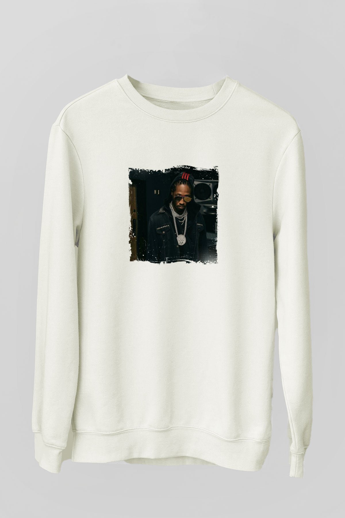 Future Baskılı Unisex Beyaz Sweatshirt