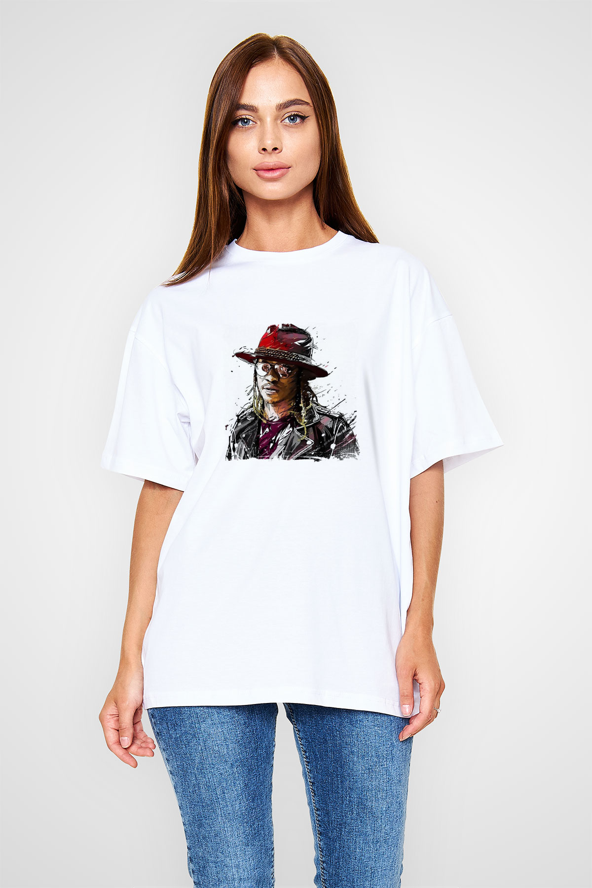 Future Baskılı Unisex Beyaz Tişört