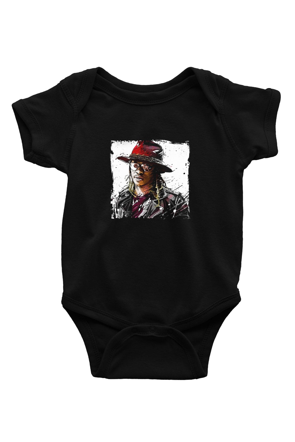 Future Baskılı Unisex Siyah Bebek Body - Zıbın