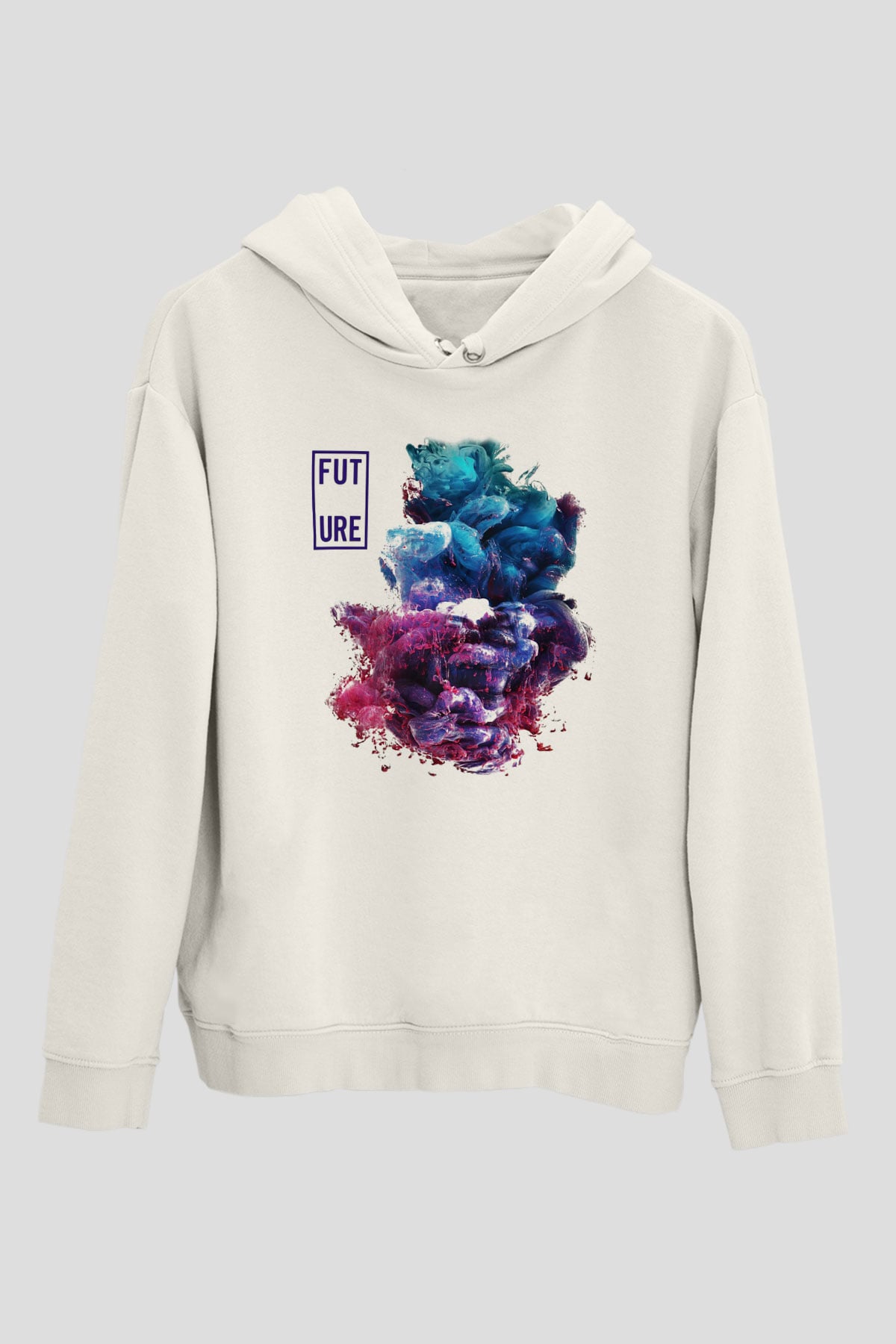 Future Beyaz Unisex Kapşonlu Sweatshirt