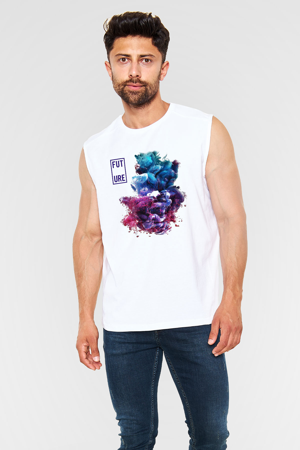 Future Beyaz Unisex Kolsuz Tişört