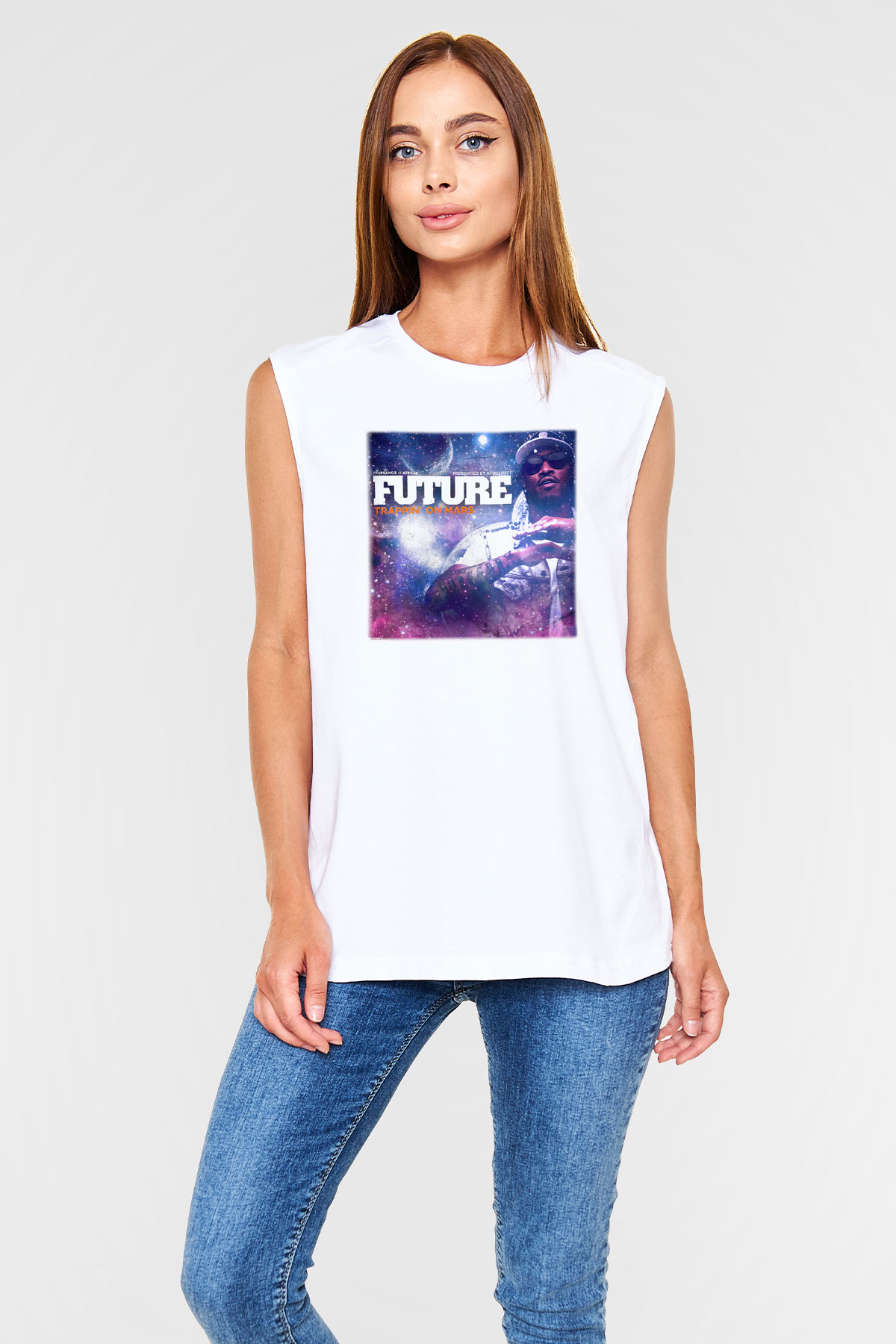 Future Beyaz Unisex Kolsuz Tişört