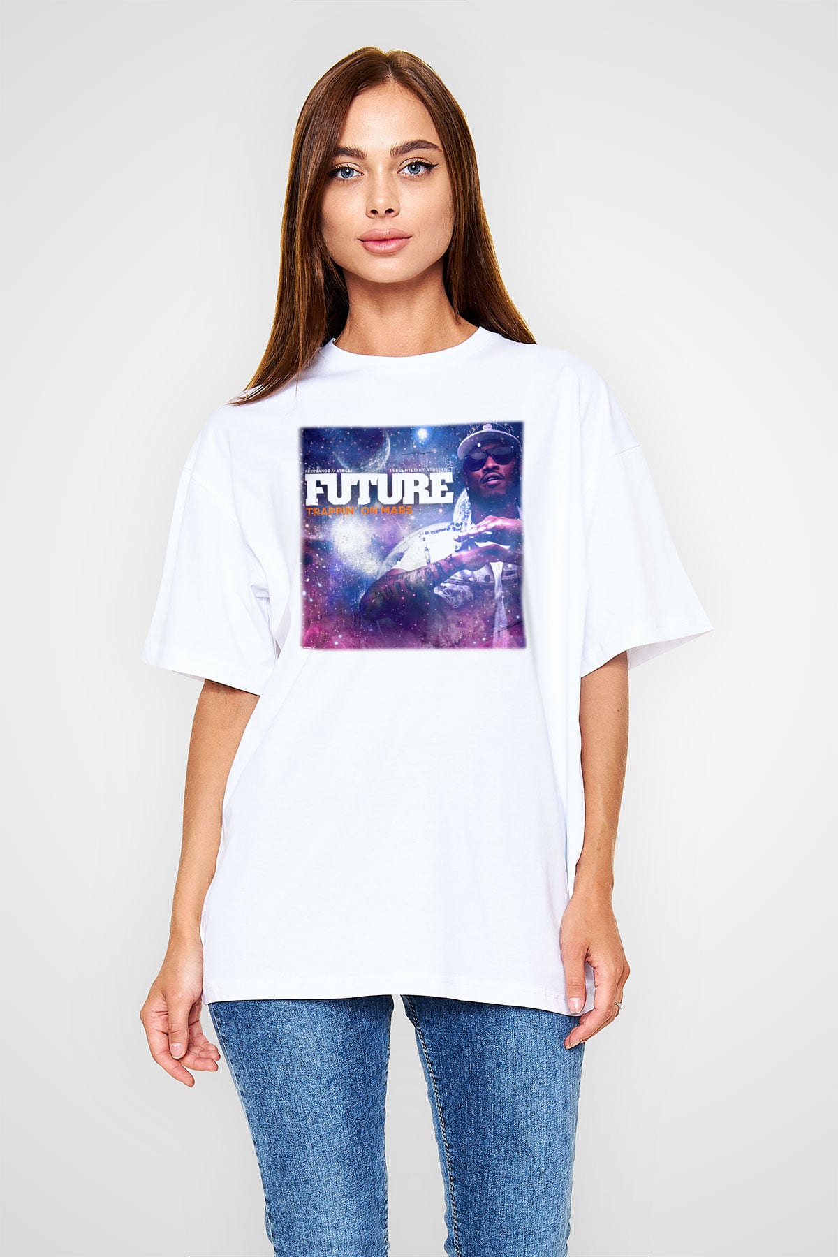 Future Beyaz Unisex Oversize Tişört T-Shirt