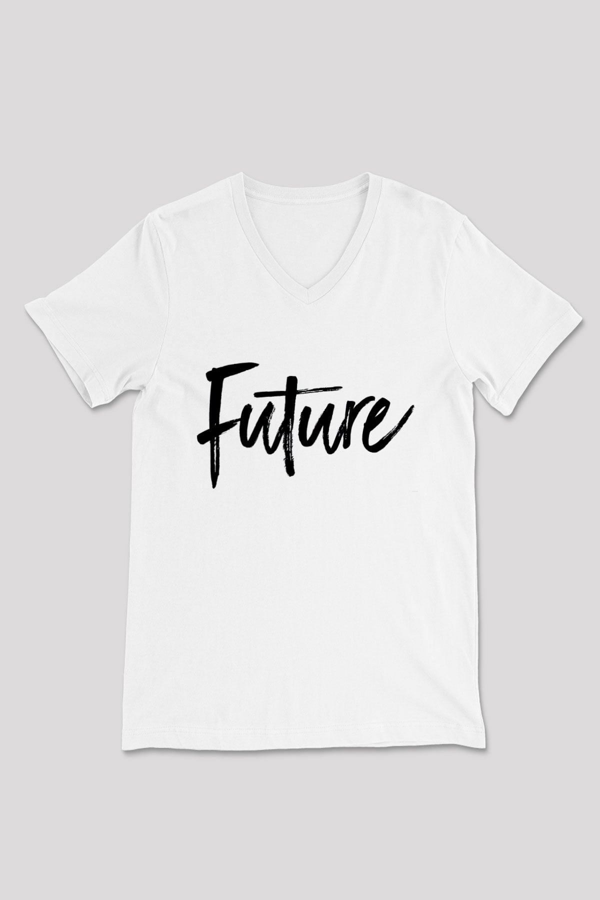 Future Beyaz Unisex V Yaka Tişört