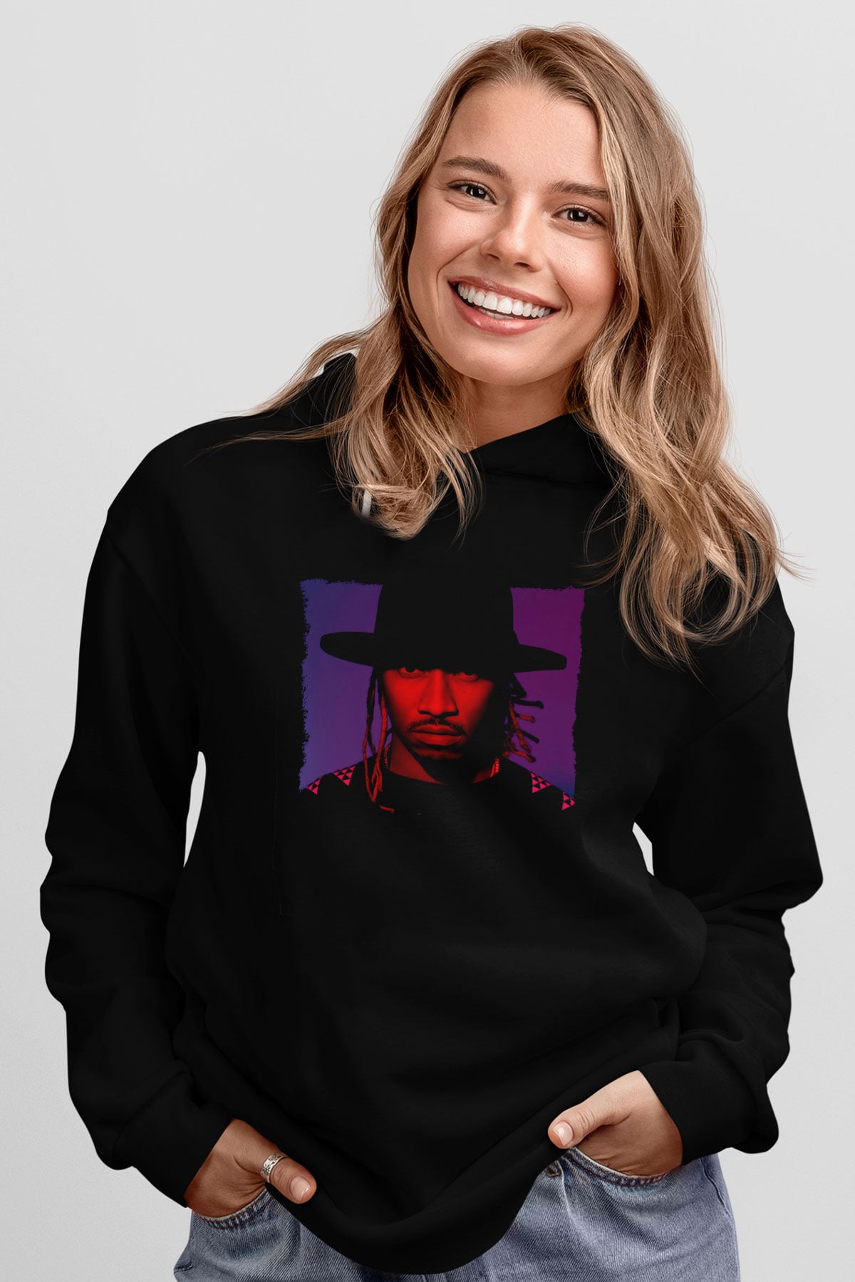 Future Siyah Unisex Kapüşonlu Sweatshirt