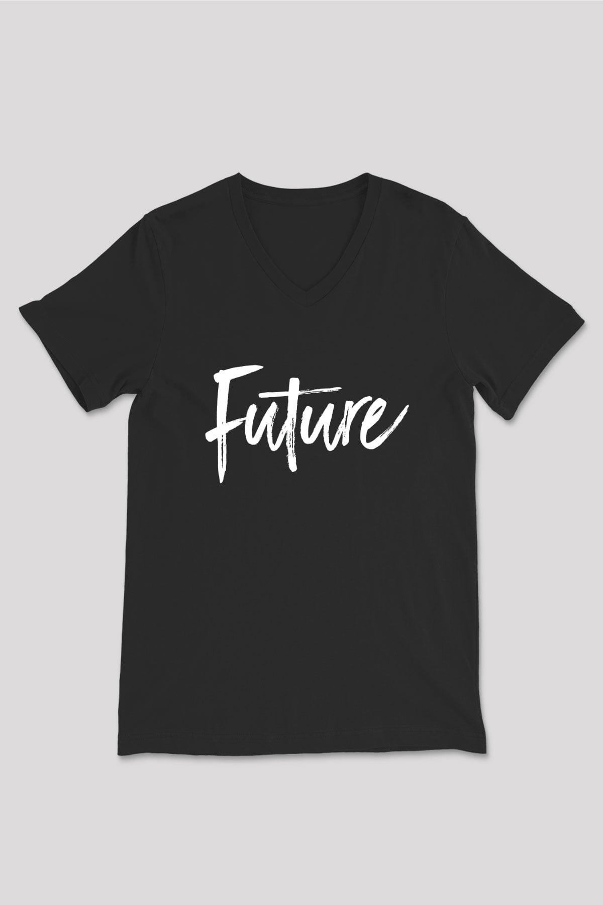 Future Siyah Unisex V Yaka Tişört