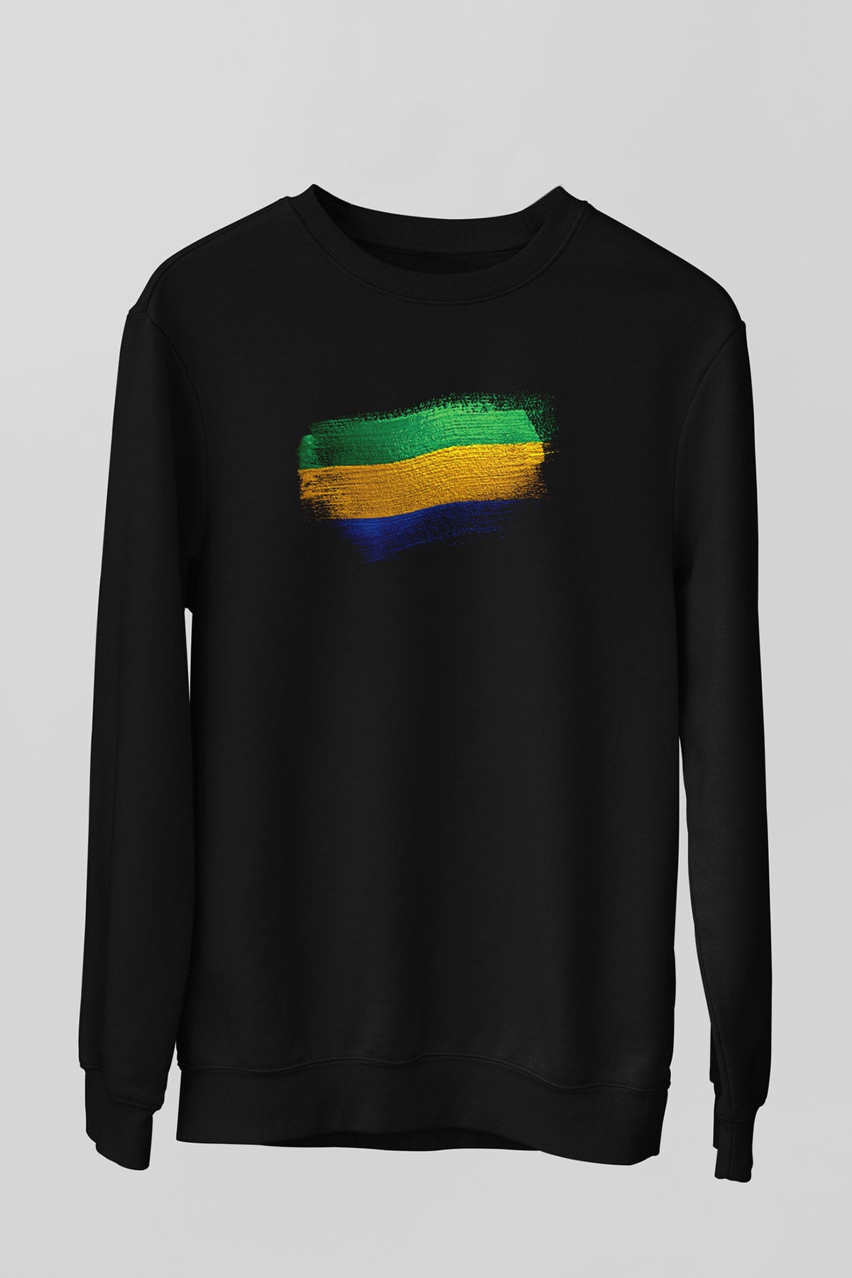 Gabon Bayrağı Baskılı Unisex Siyah Sweatshirt