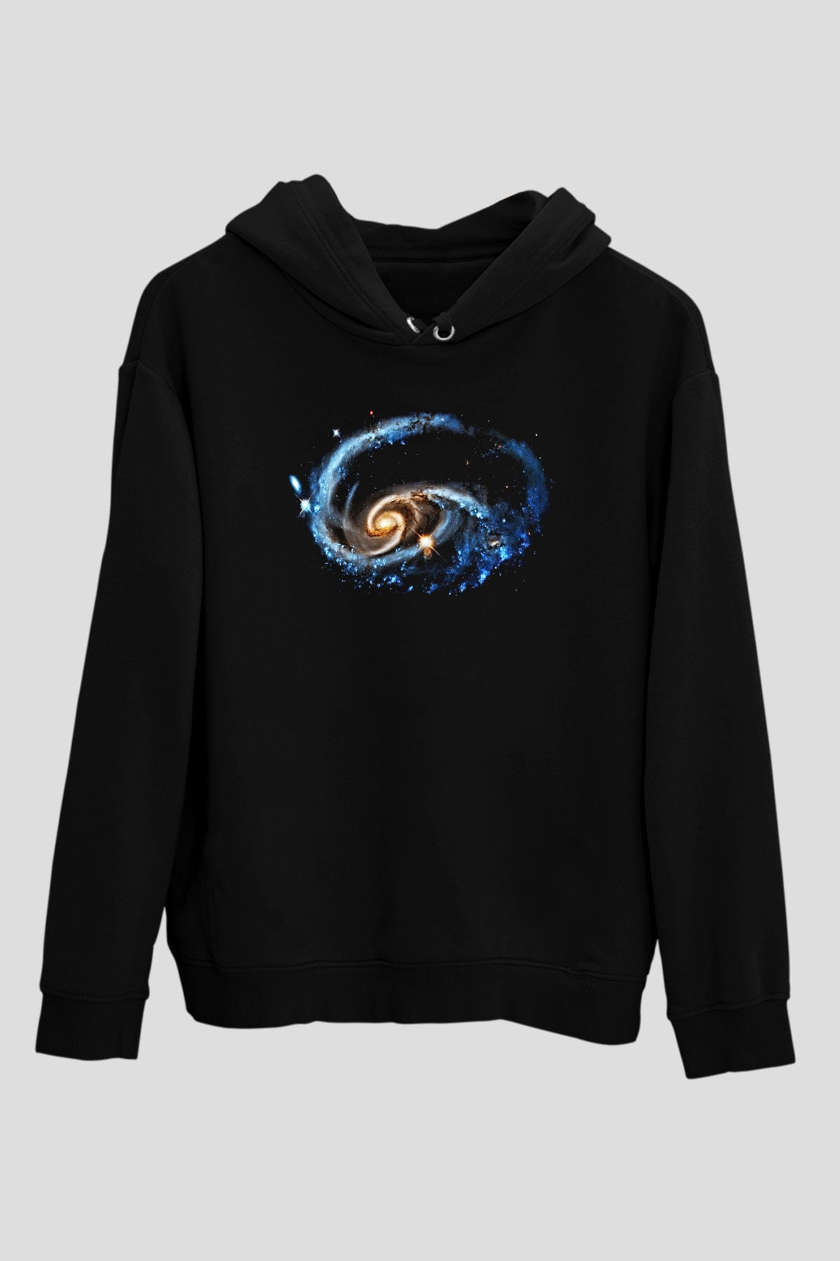 Galaksi Siyah Unisex Kapüşonlu Sweatshirt