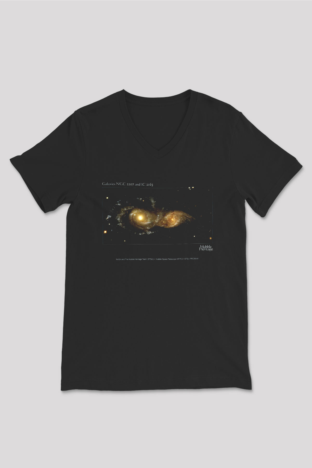 Galaksi Siyah Unisex V Yaka Tişört T-Shirt