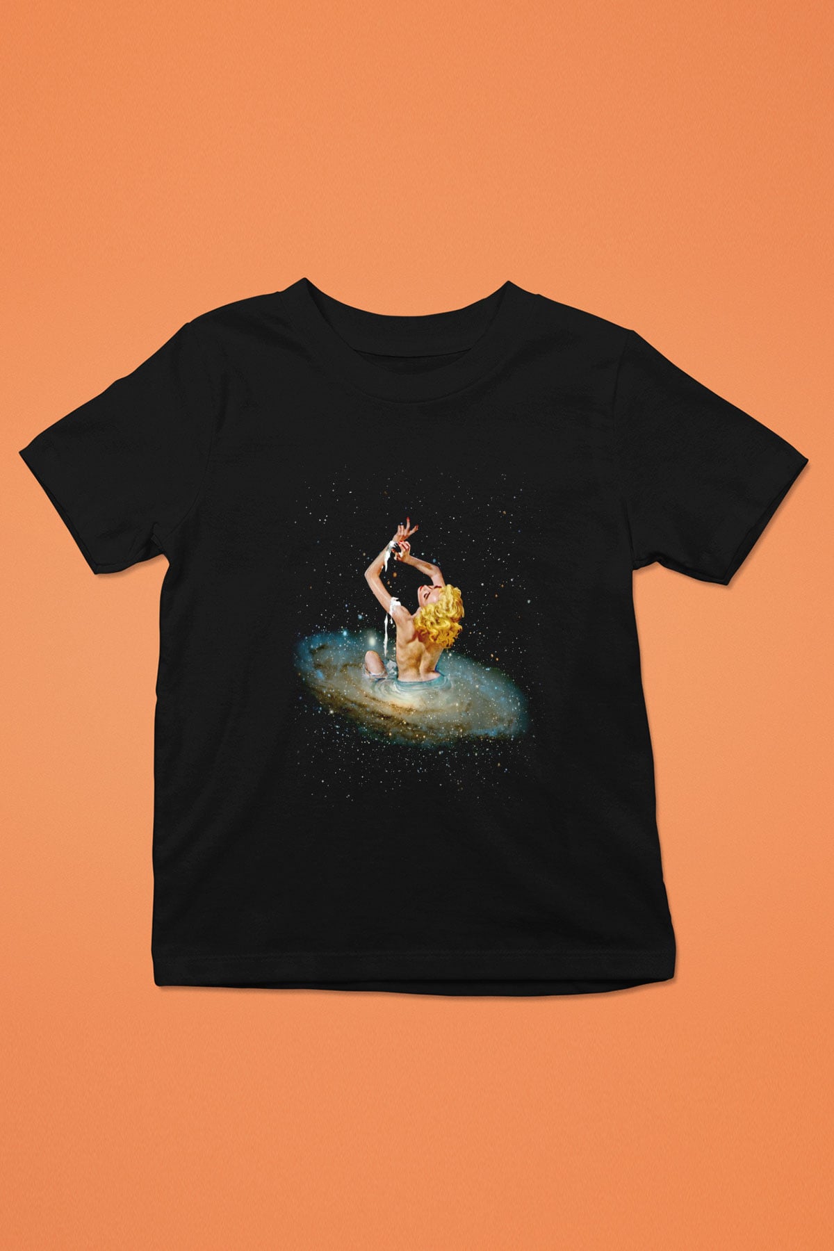 Galakside Banyo Baskılı Unisex Siyah  Çocuk Tişört