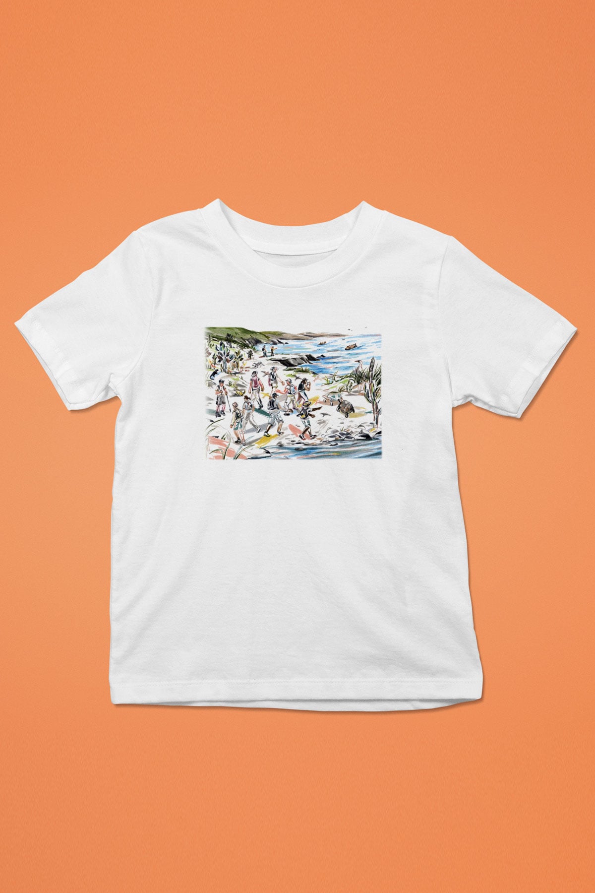 Galapagos Adaları Baskılı Beyaz Unisex Çocuk Tişört