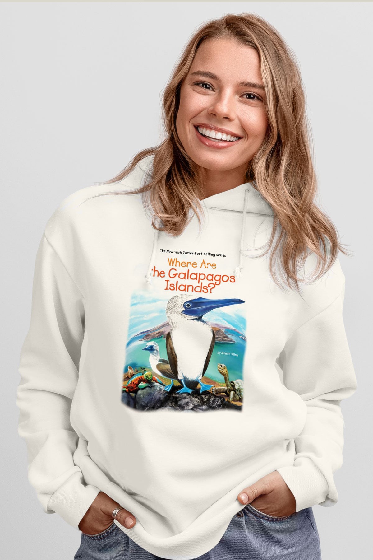 Galapagos Adaları Beyaz Unisex Kapşonlu Sweatshirt