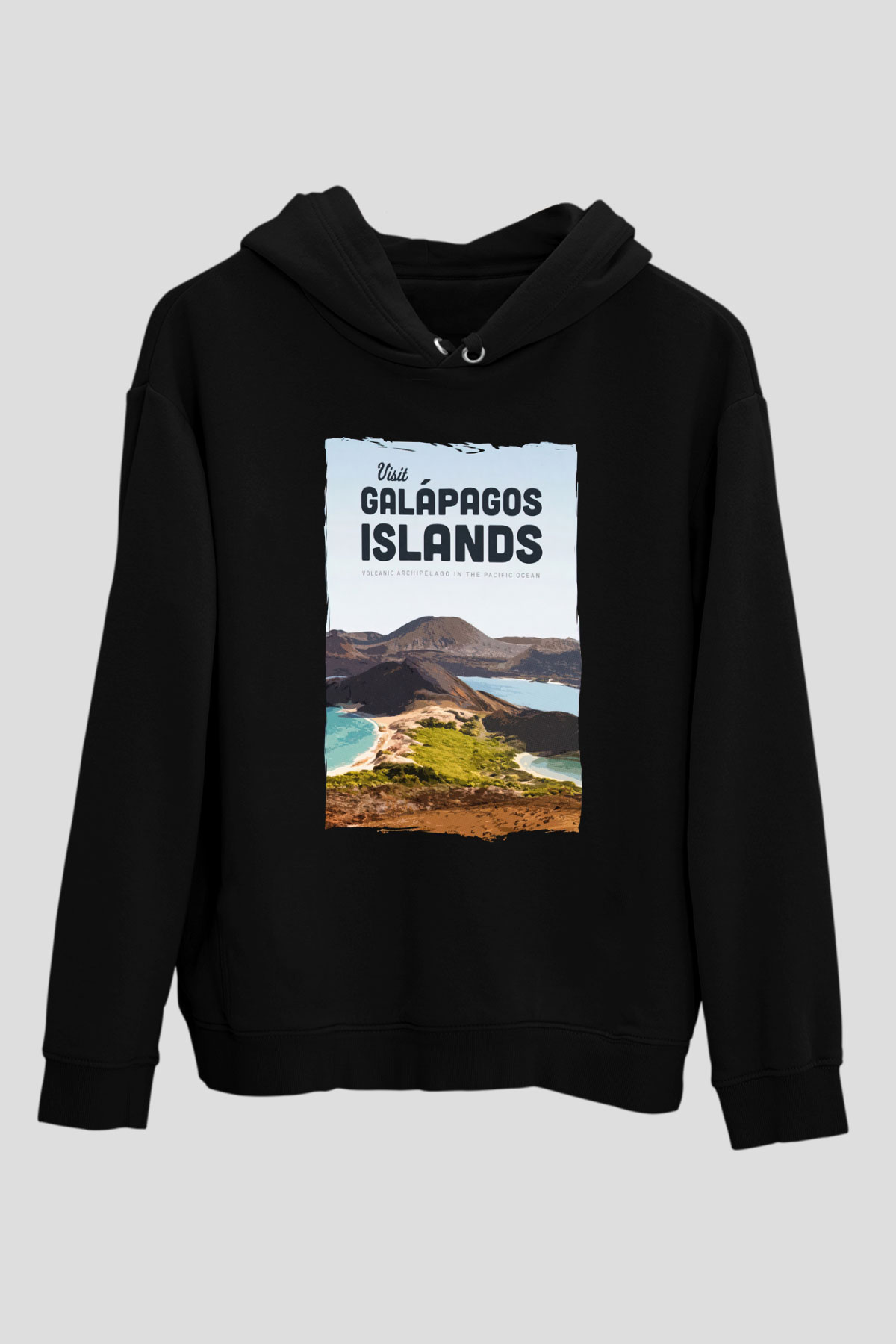 Galapagos Adaları Siyah Unisex Hoodie