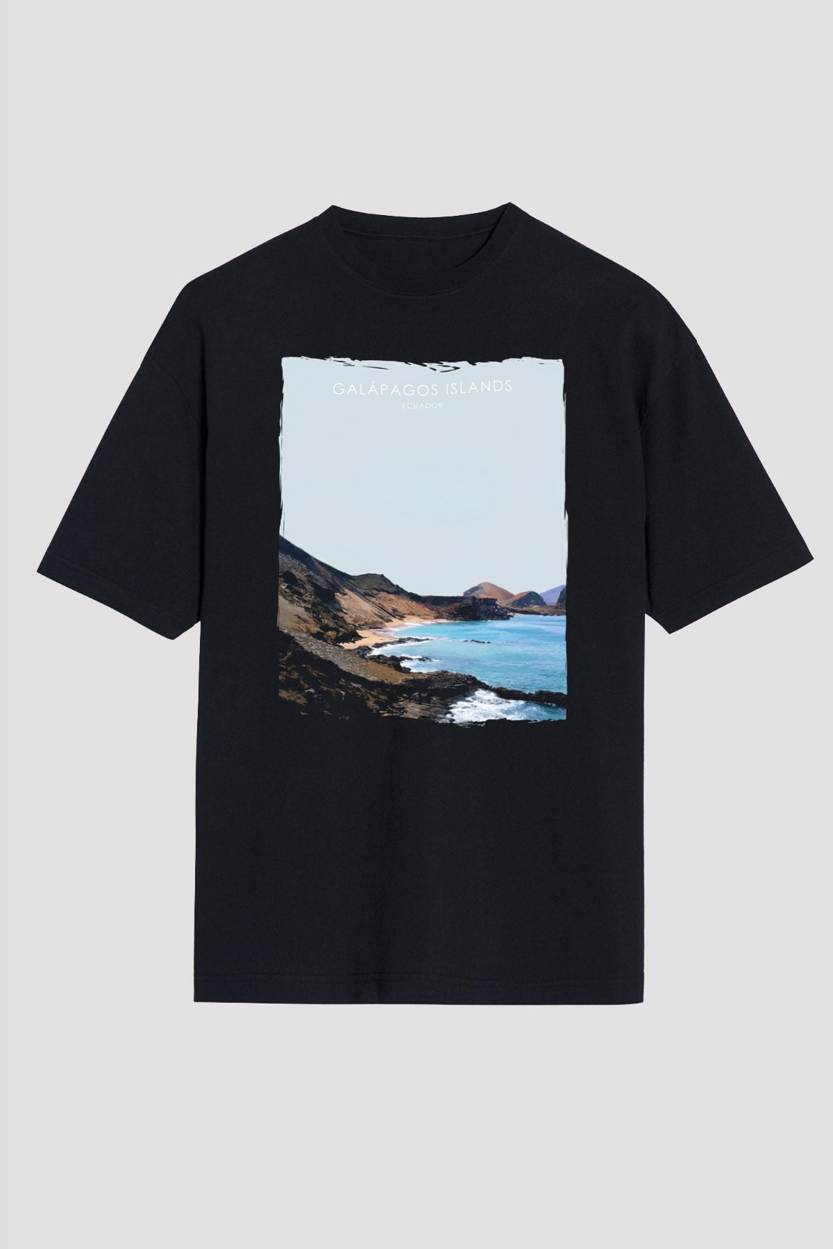 Galapagos Adaları Siyah Unisex Tişört T-Shirt - TişörtFabrikası