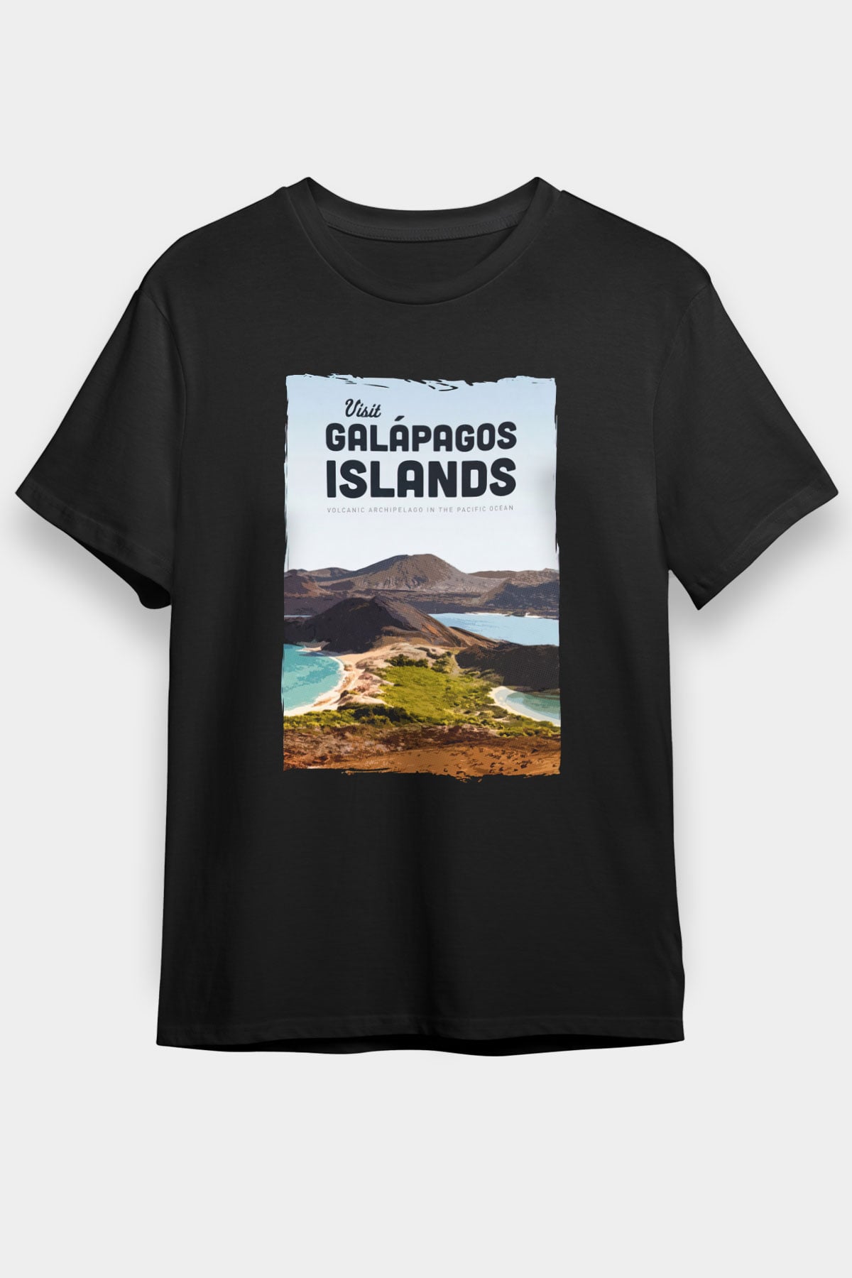 Galapagos Adaları Siyah Unisex Tişört T-Shirt - TişörtFabrikası