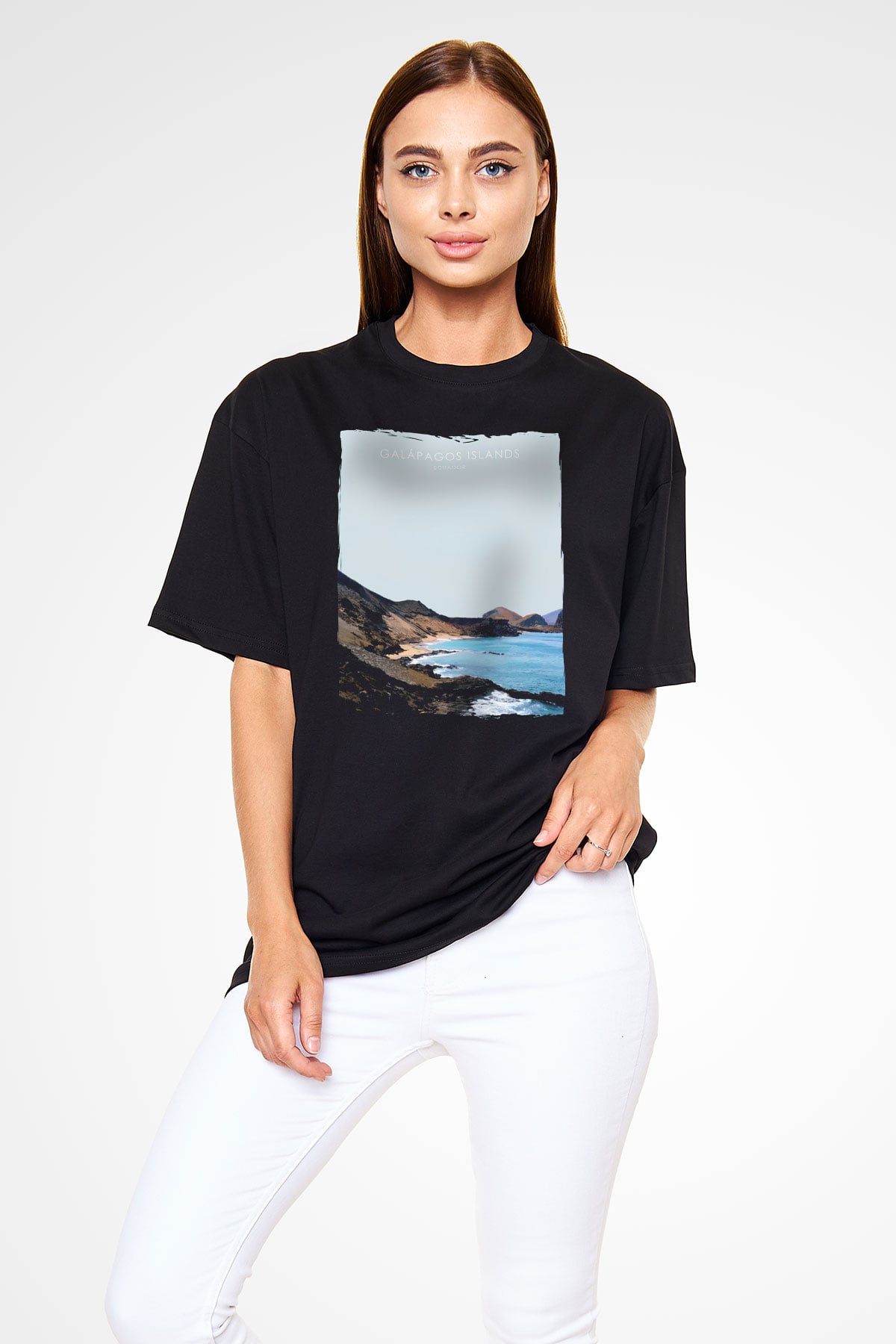Galapagos Adaları Siyah Unisex Tişört T-Shirt - TişörtFabrikası