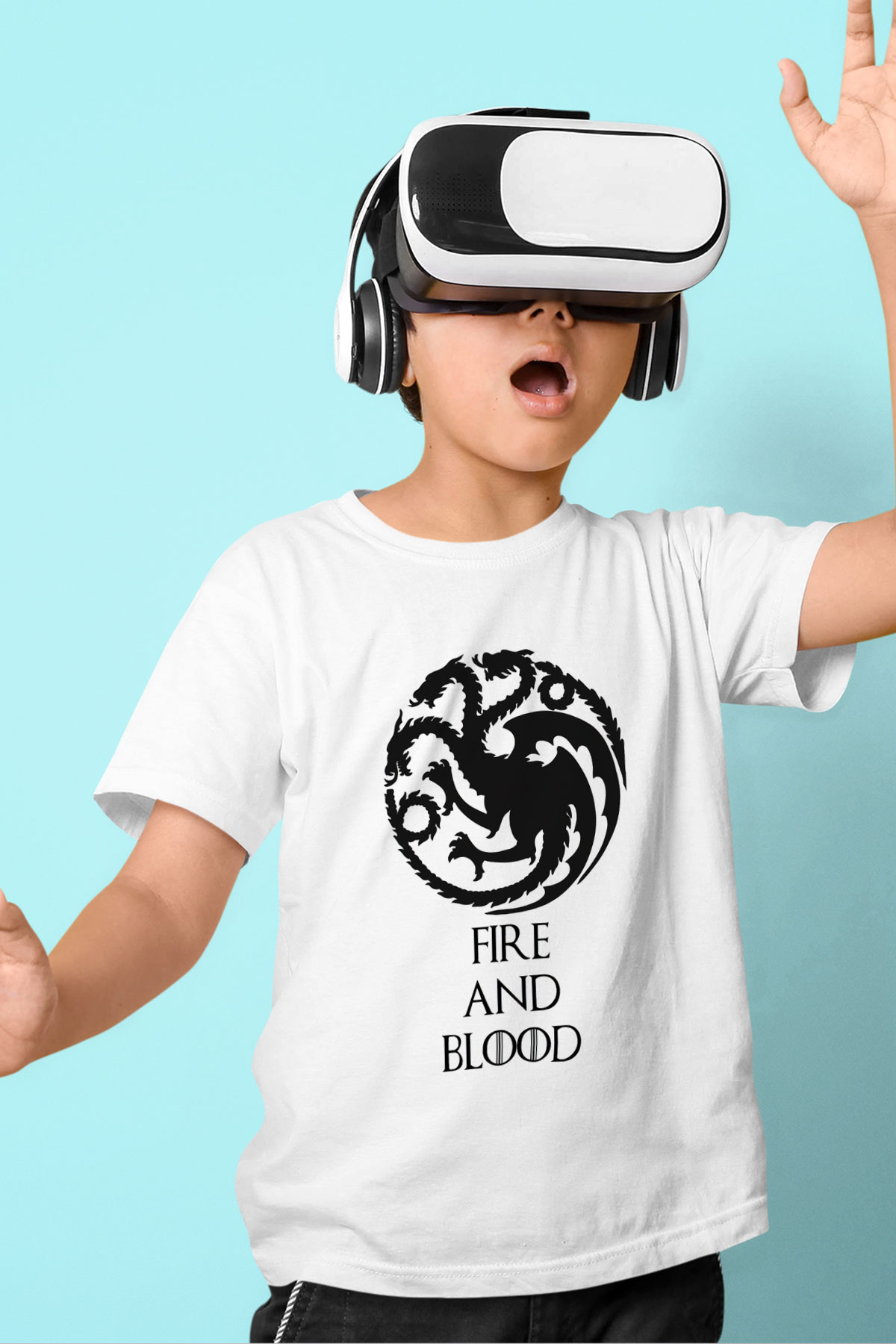 Game of Thrones Baskılı Beyaz Unisex Çocuk Tişört