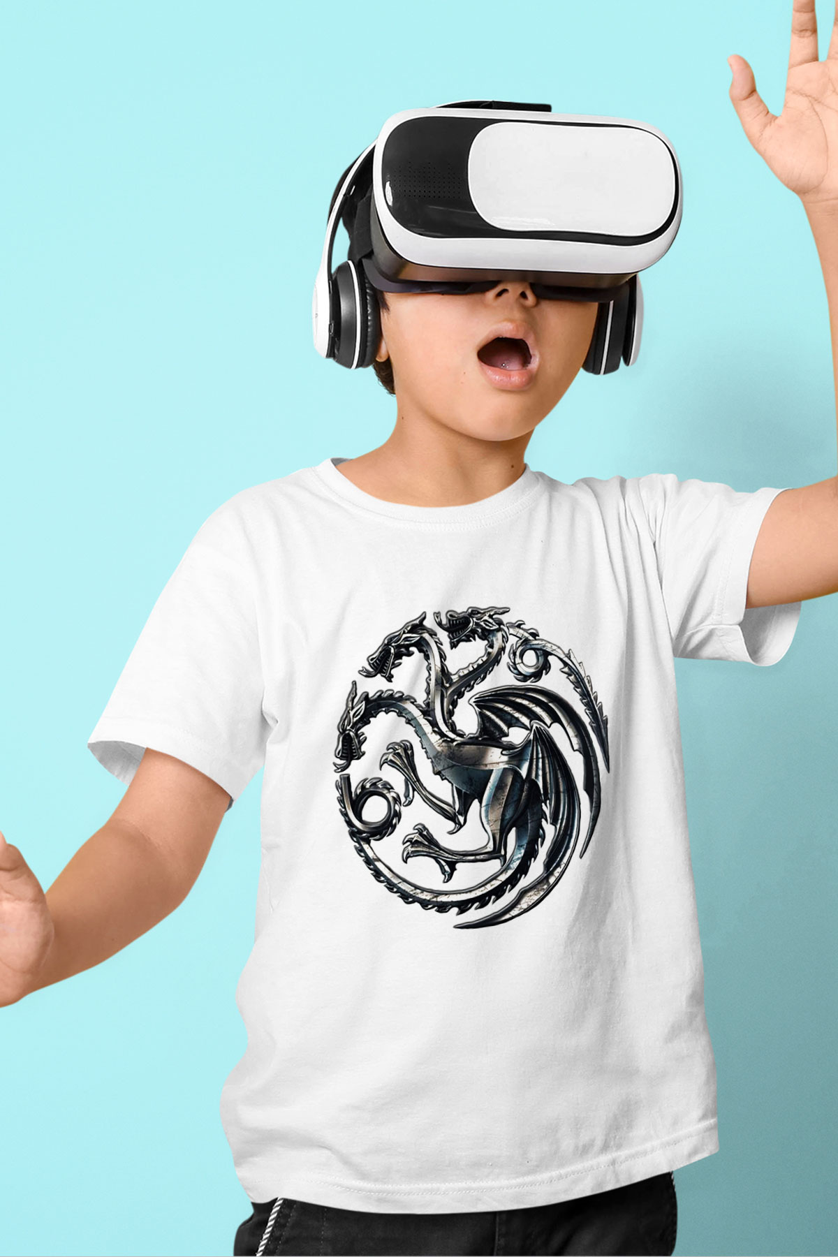 Game of Thrones Baskılı Beyaz Unisex Çocuk Tişört