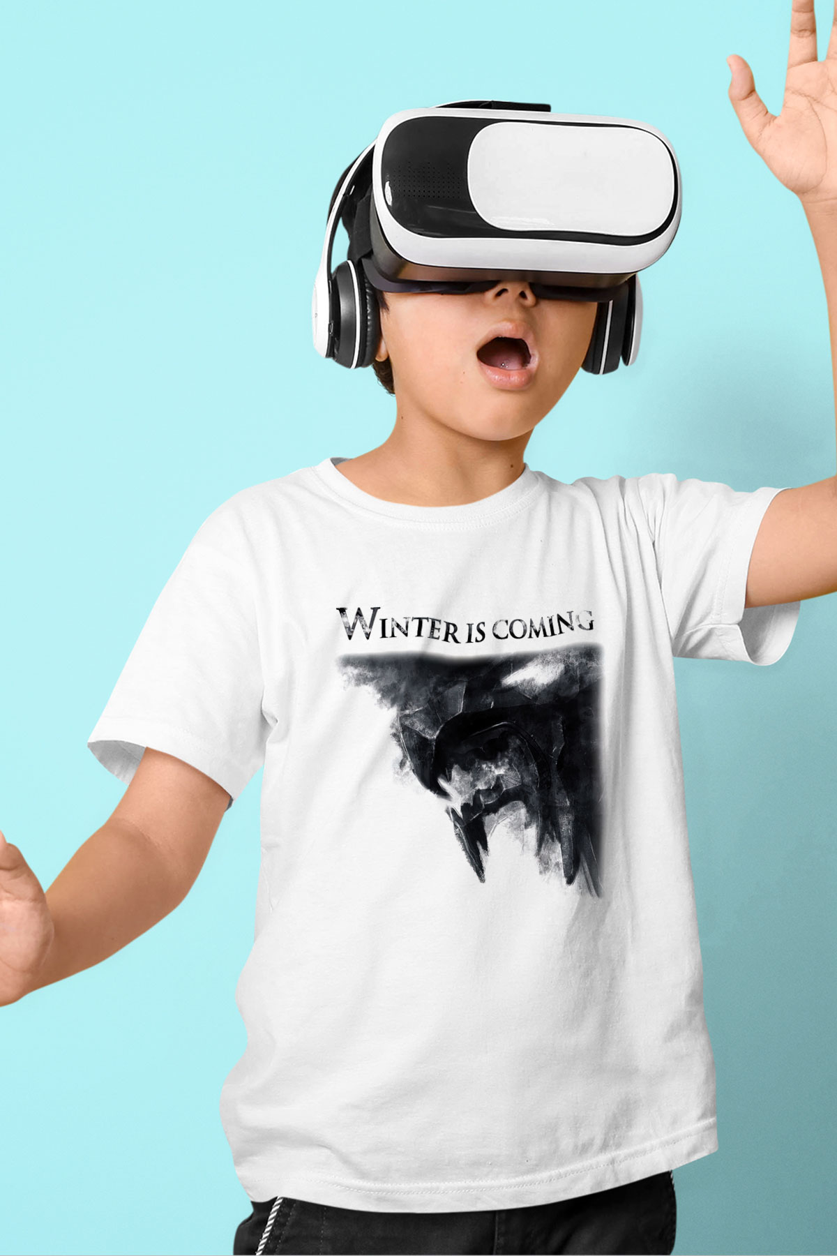 Game of Thrones Baskılı Beyaz Unisex Çocuk Tişört