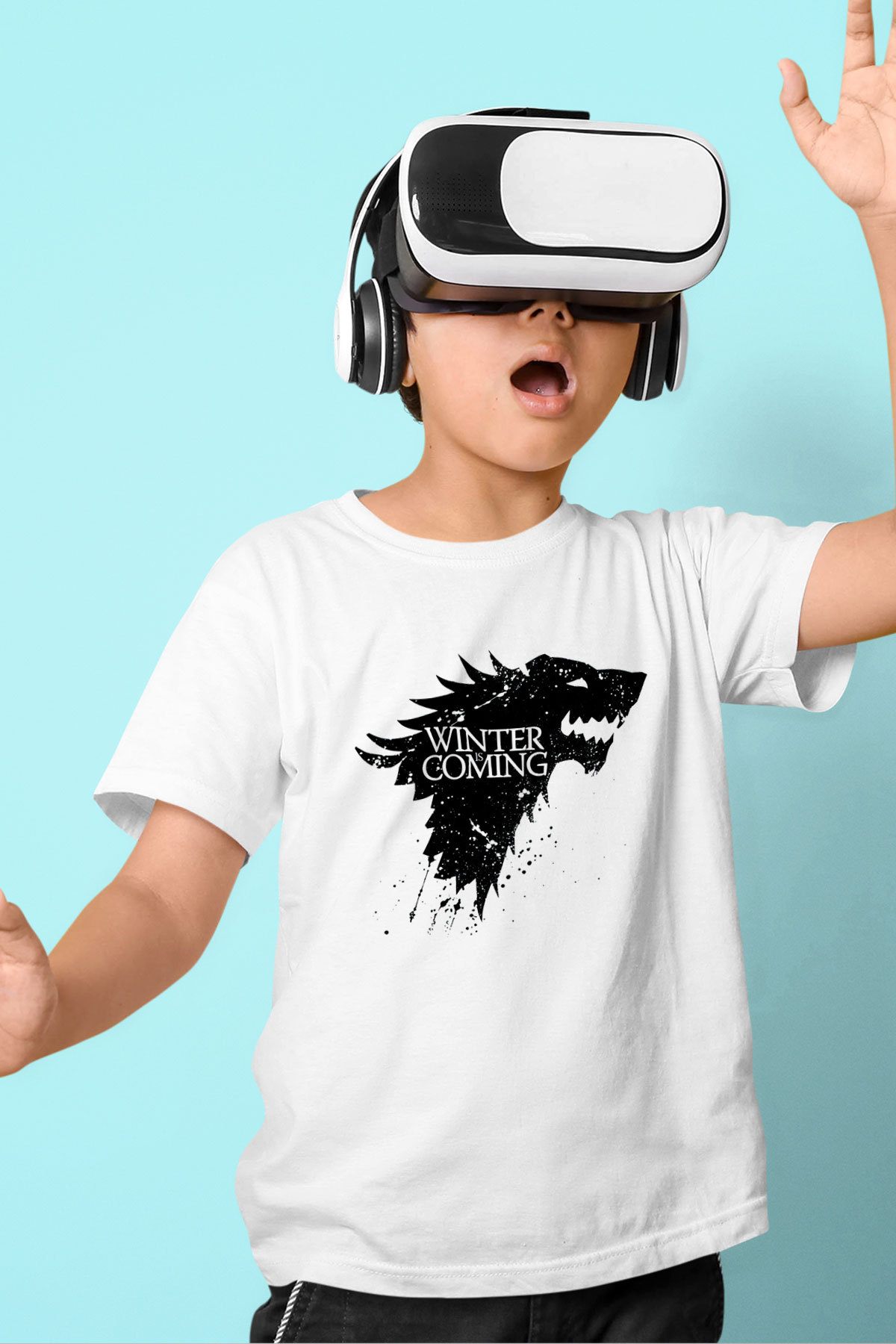 Game of Thrones Baskılı Beyaz Unisex Çocuk Tişört