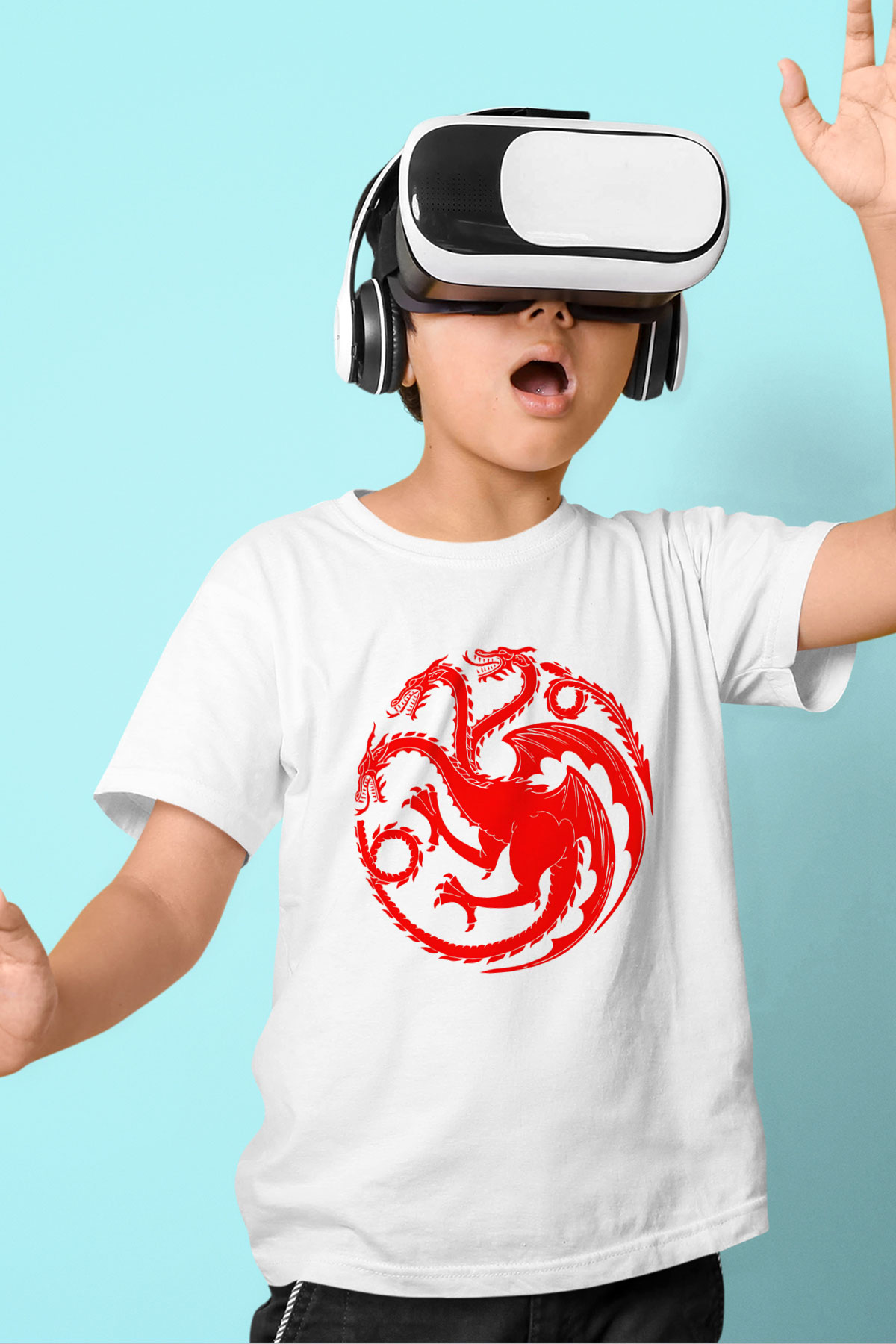 Game of Thrones Baskılı Beyaz Unisex Çocuk Tişört