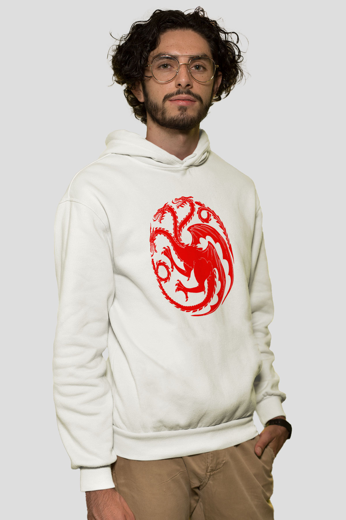Game of Thrones Beyaz Unisex Kapşonlu Sweatshirt