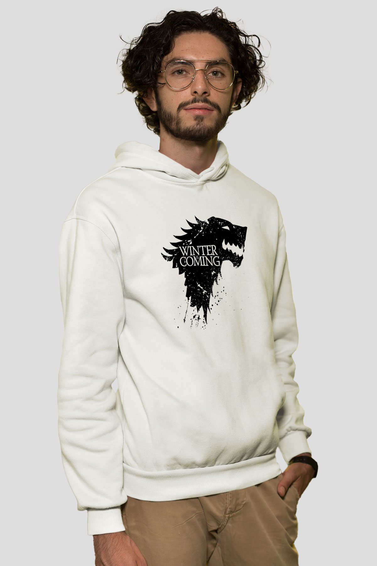 Game of Thrones Beyaz Unisex Kapşonlu Sweatshirt