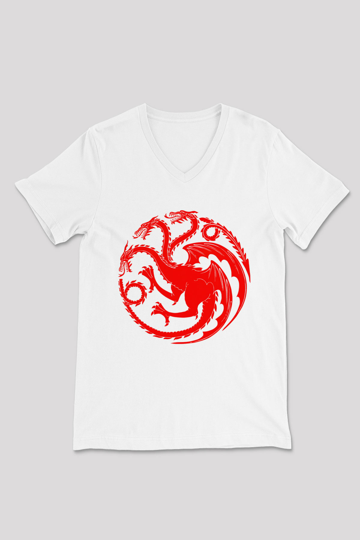 Game of Thrones Beyaz Unisex V Yaka Tişört T-Shirt