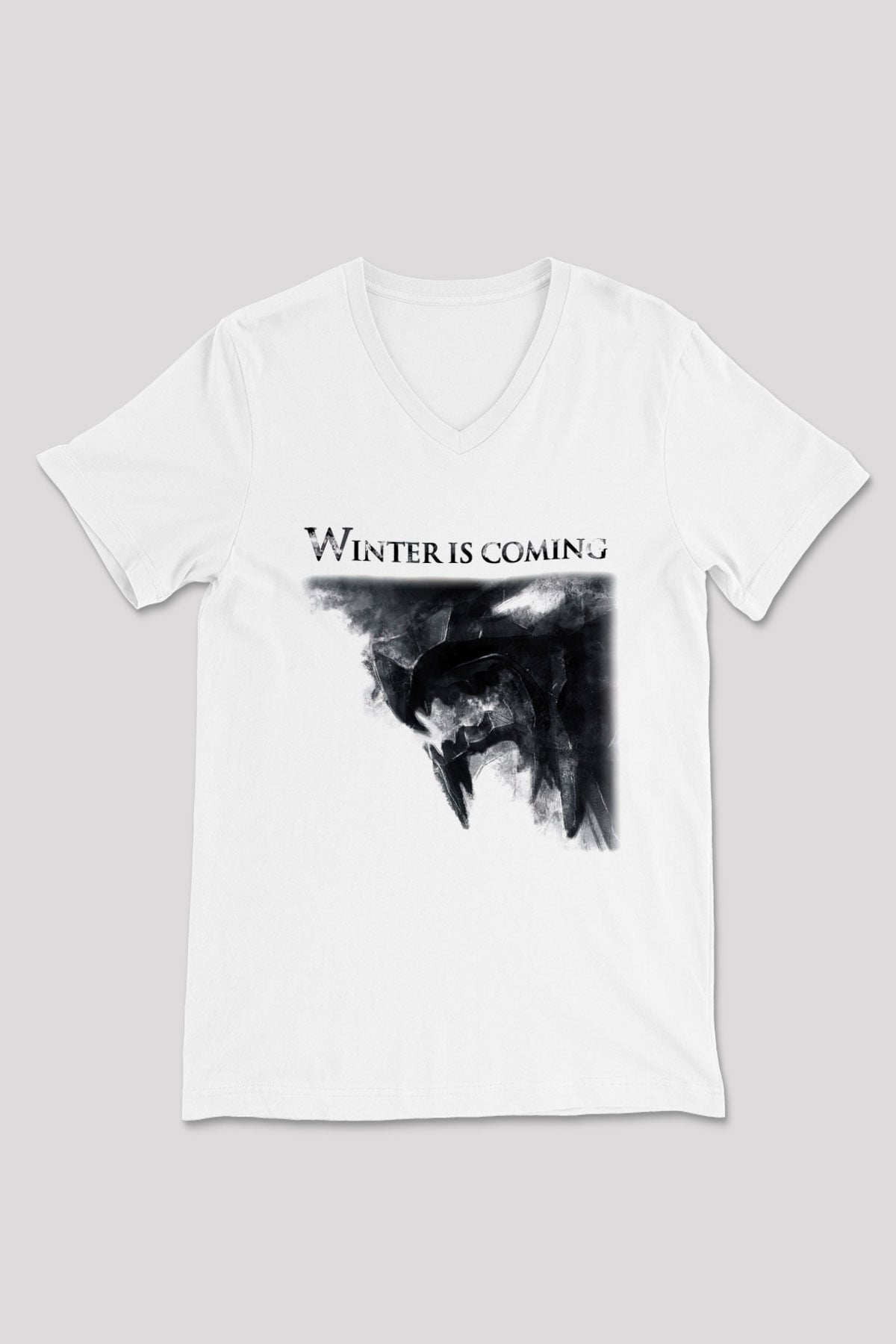 Game of Thrones Beyaz Unisex V Yaka Tişört T-Shirt