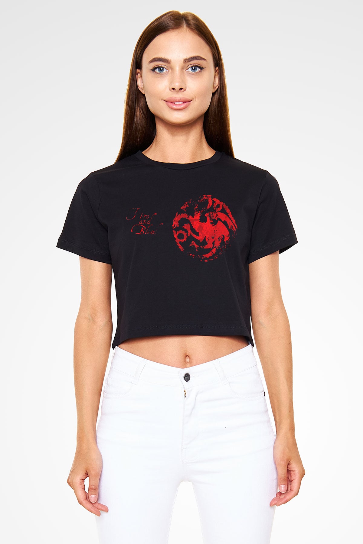 Game of Thrones Siyah Crop Top Tişört