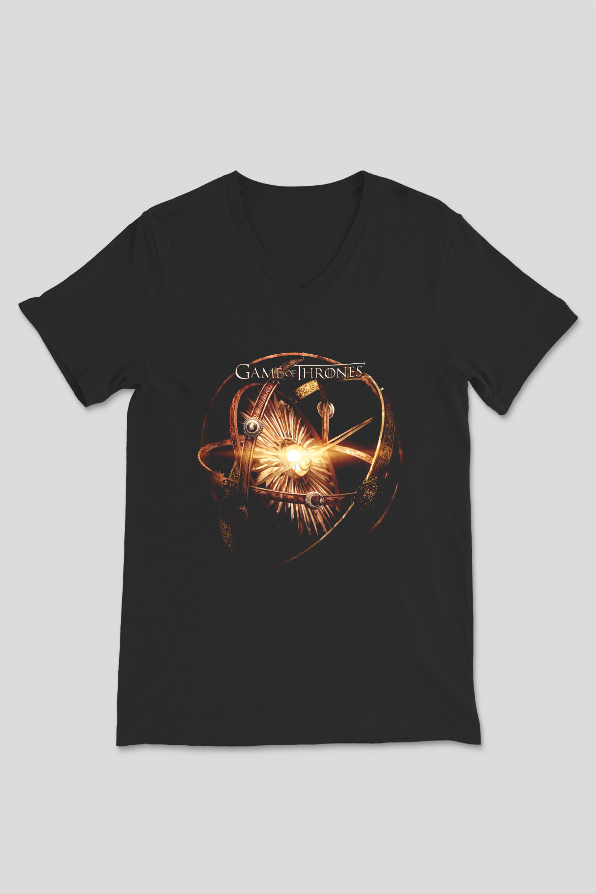 Game of Thrones Siyah Unisex V Yaka Tişört T-Shirt