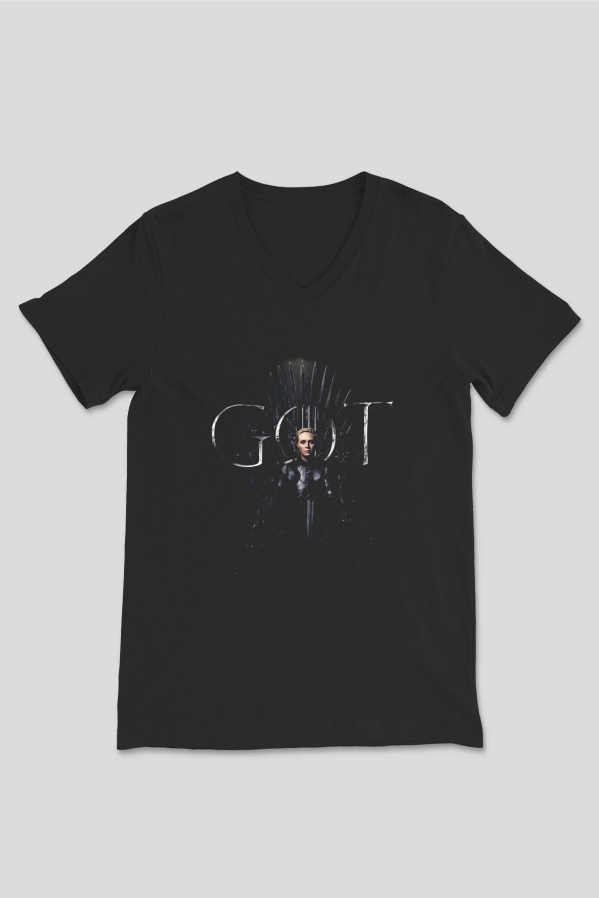 Game of Thrones Siyah Unisex V Yaka Tişört