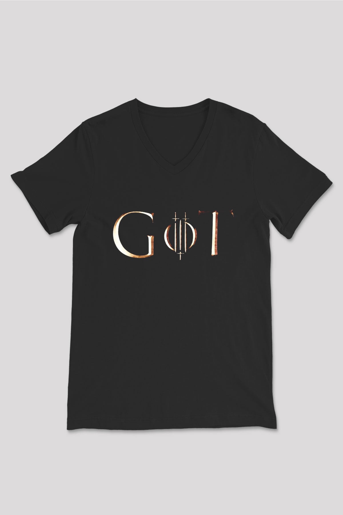 Game of Thrones Siyah Unisex V Yaka Tişört T-Shirt