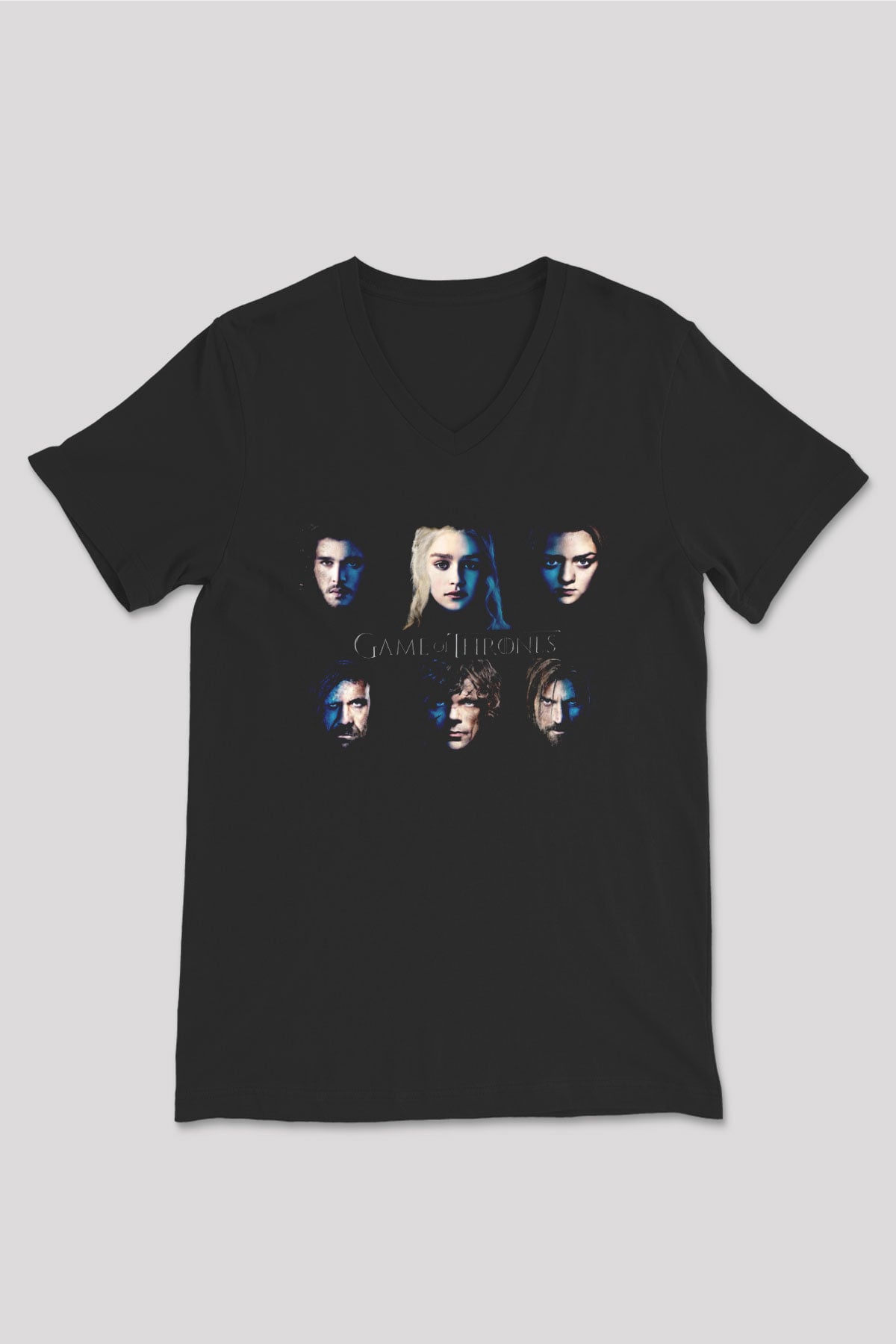 Game of Thrones Siyah Unisex V Yaka Tişört