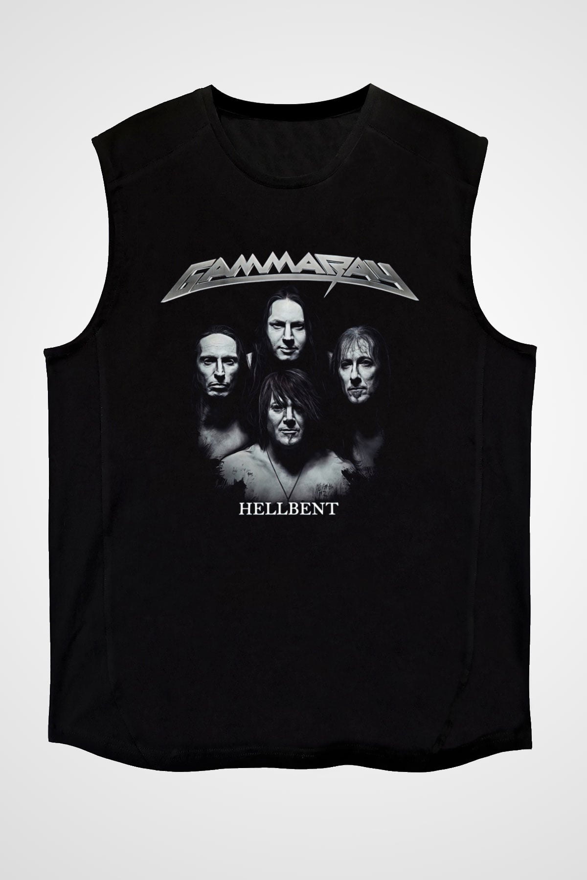 Gammaray Baskılı Unisex Siyah Kolsuz Tişört - Tshirt