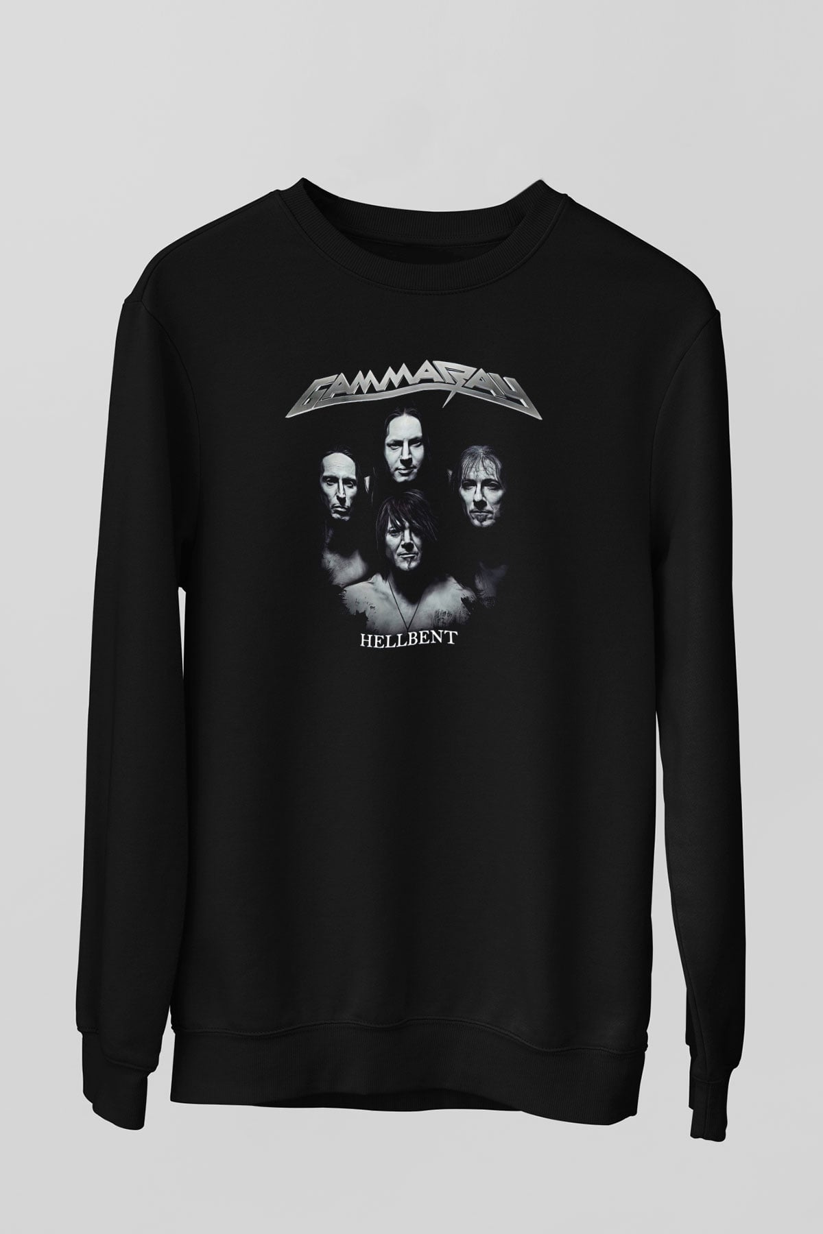Gammaray Baskılı Unisex Siyah Sweatshirt