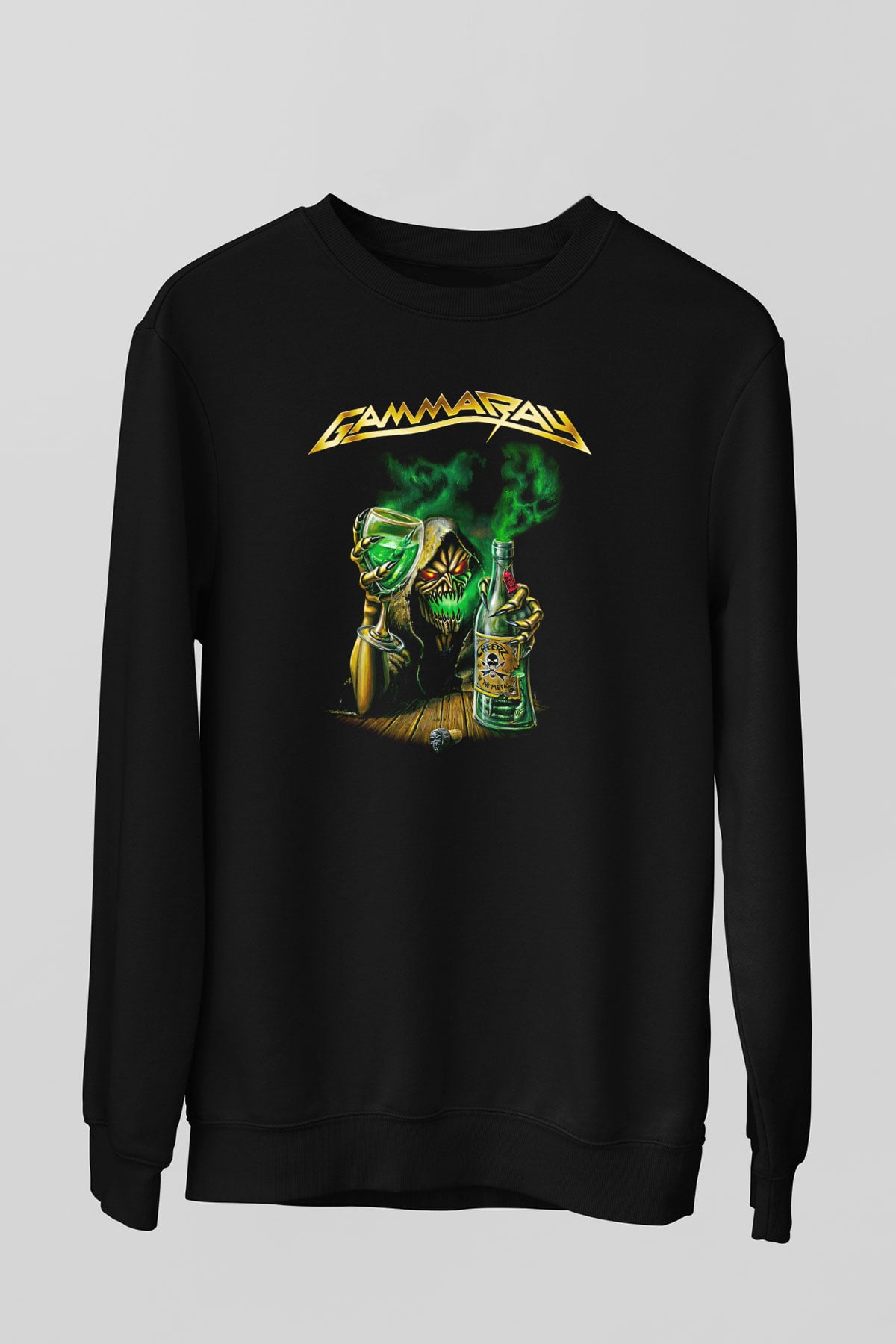 Gammaray Baskılı Unisex Siyah Sweatshirt